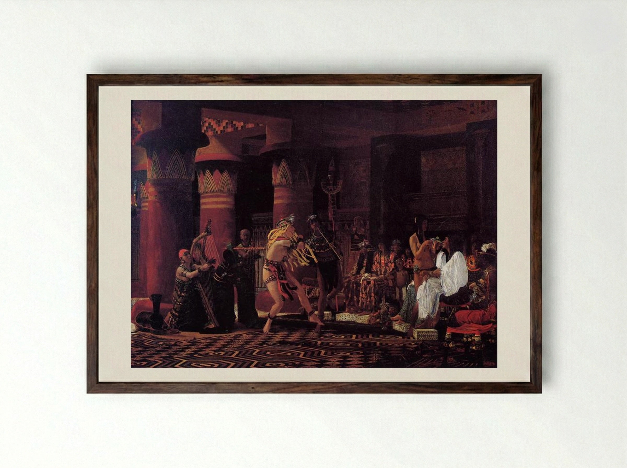Pastimes in Ancient Egypt 3000 Years Ago - Sir Lawrence Alma-Tadema - Framed Print Dark Wood