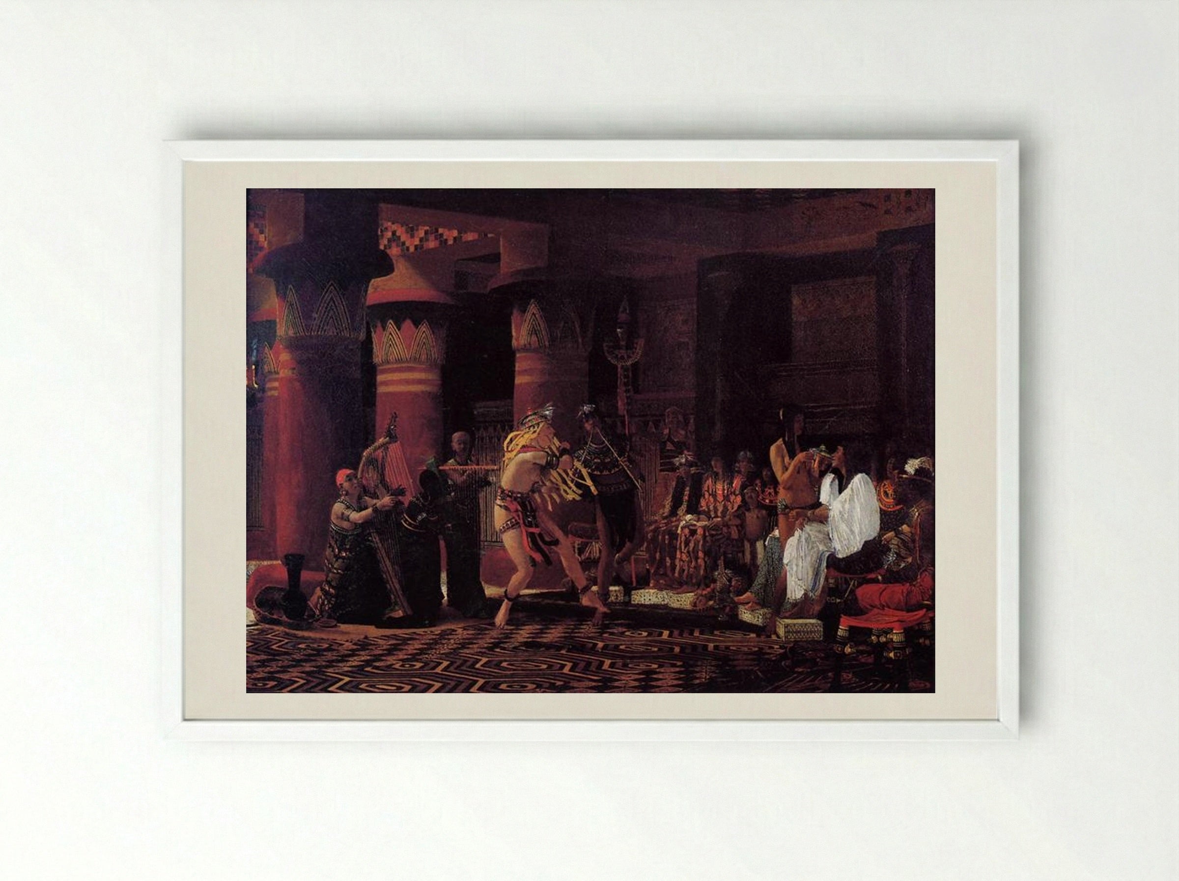 Pastimes in Ancient Egypt 3000 Years Ago - Sir Lawrence Alma-Tadema - Framed Print White