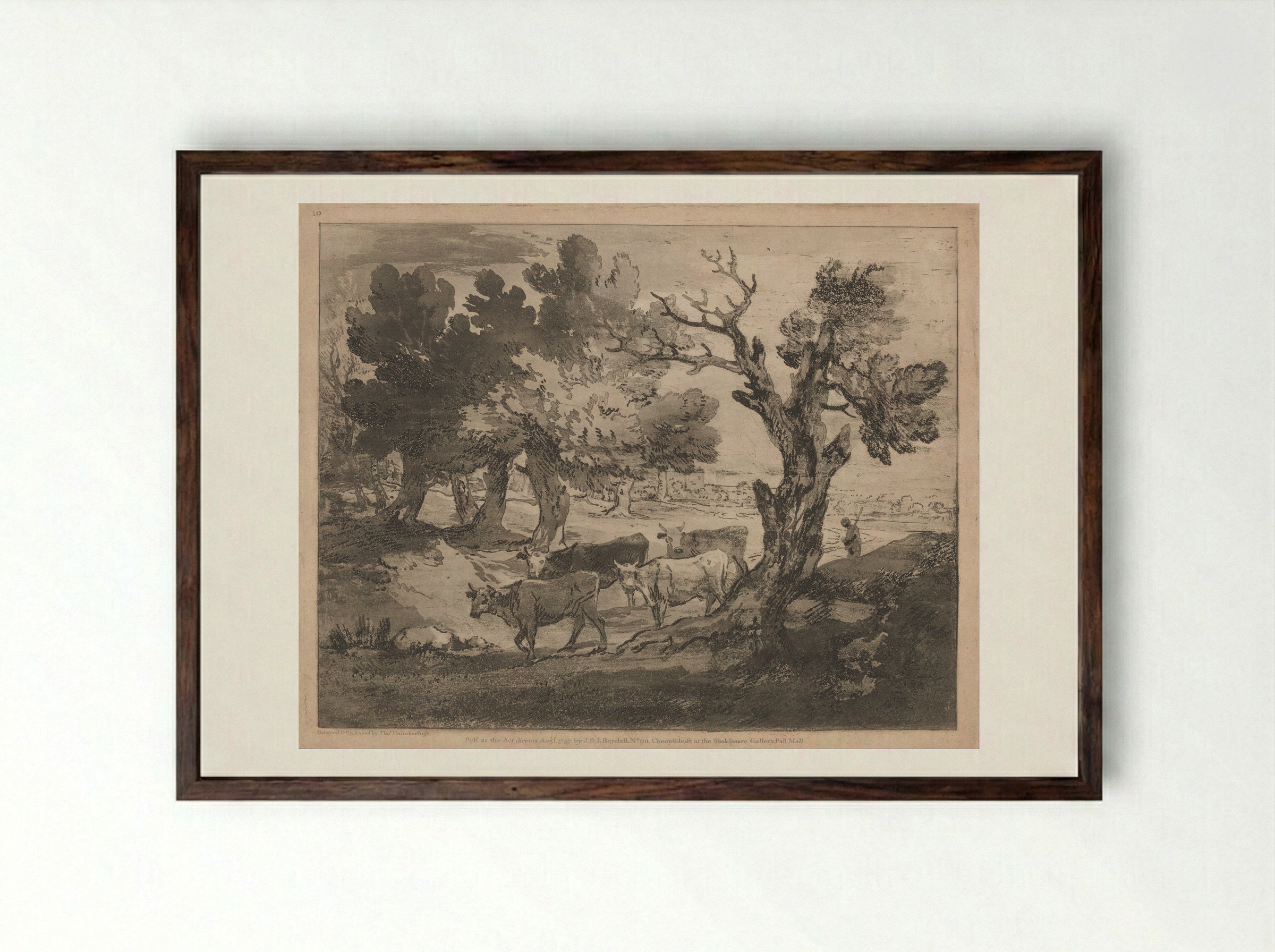 Wooded Landscape with Horseman - Thomas Gainsborough - Framed Print Dark Wood