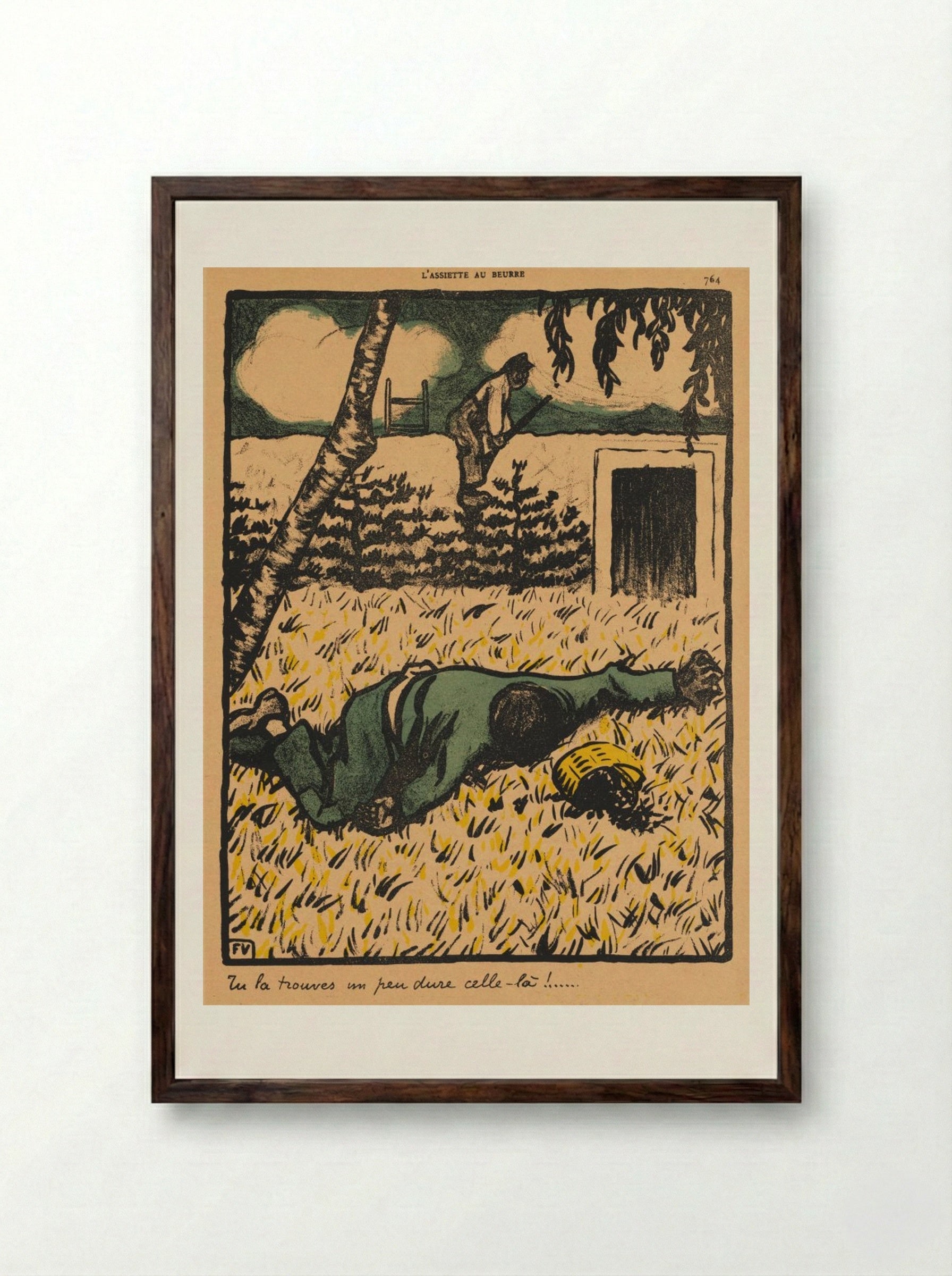 Tu la trouves un peu dure celle-là! - Félix Vallotton - Framed Print Dark Wood