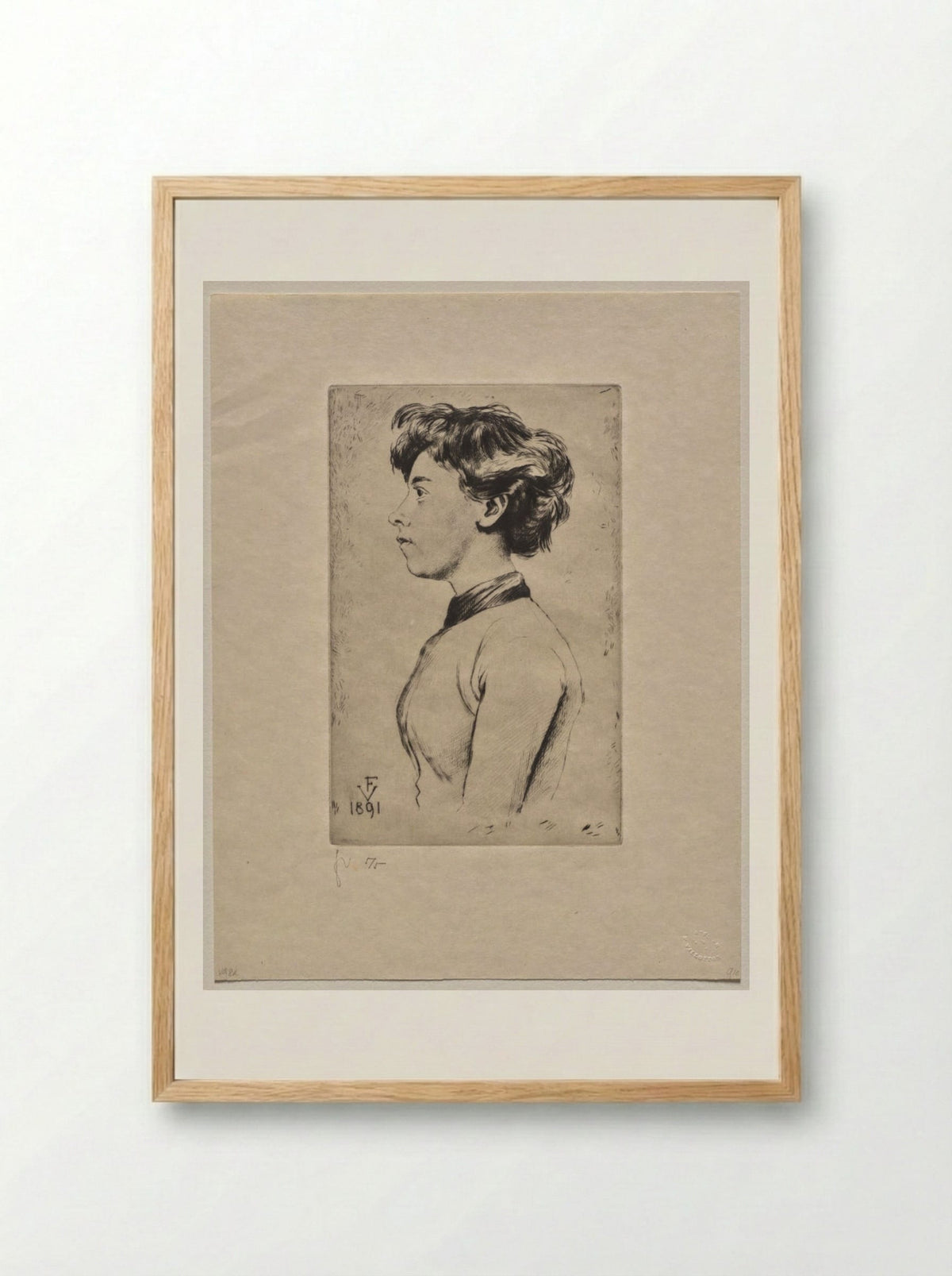 Young Girl in Profile - Félix Vallotton - Framed Print Wood