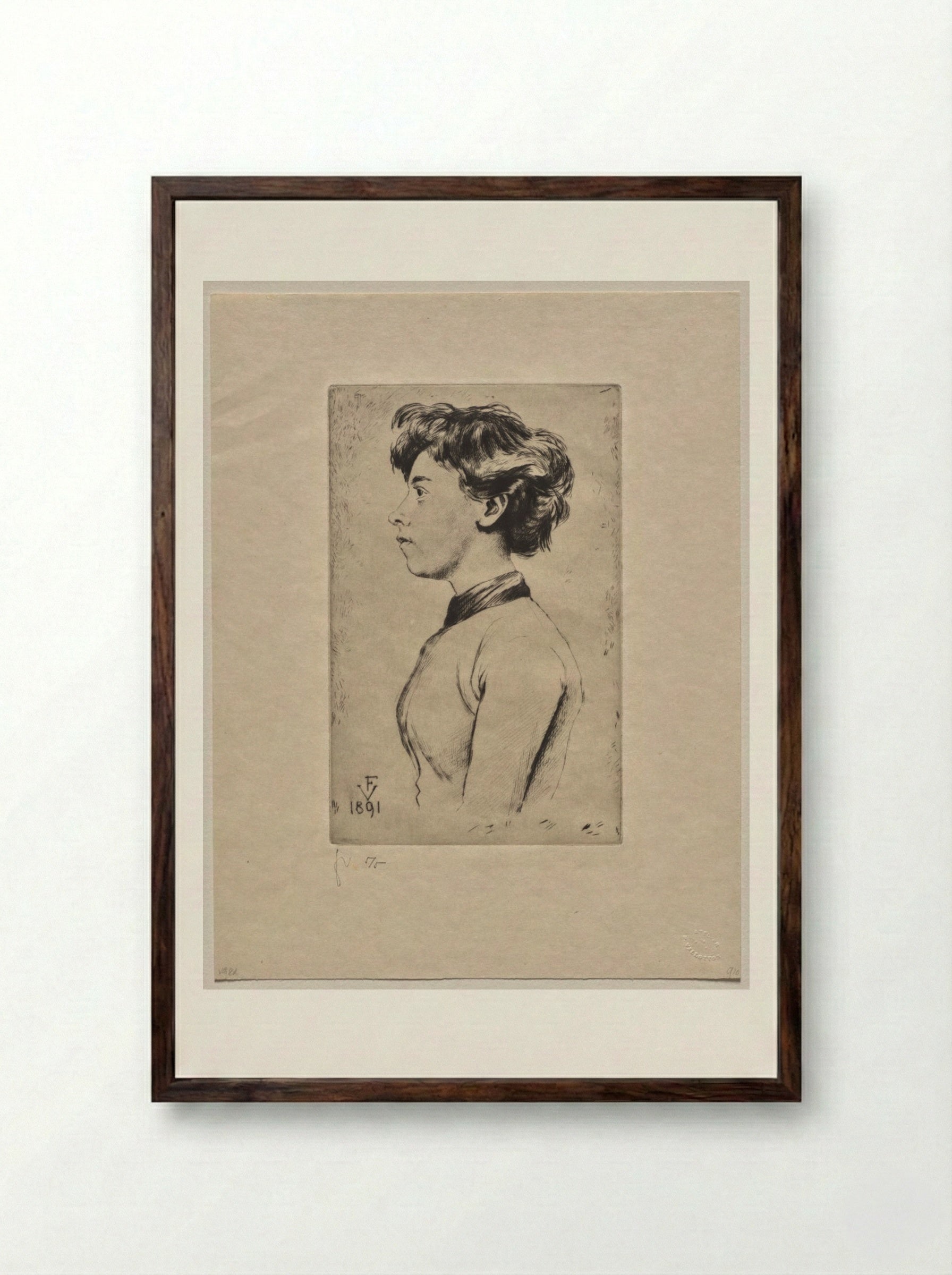 Young Girl in Profile - Félix Vallotton - Framed Print Dark Wood