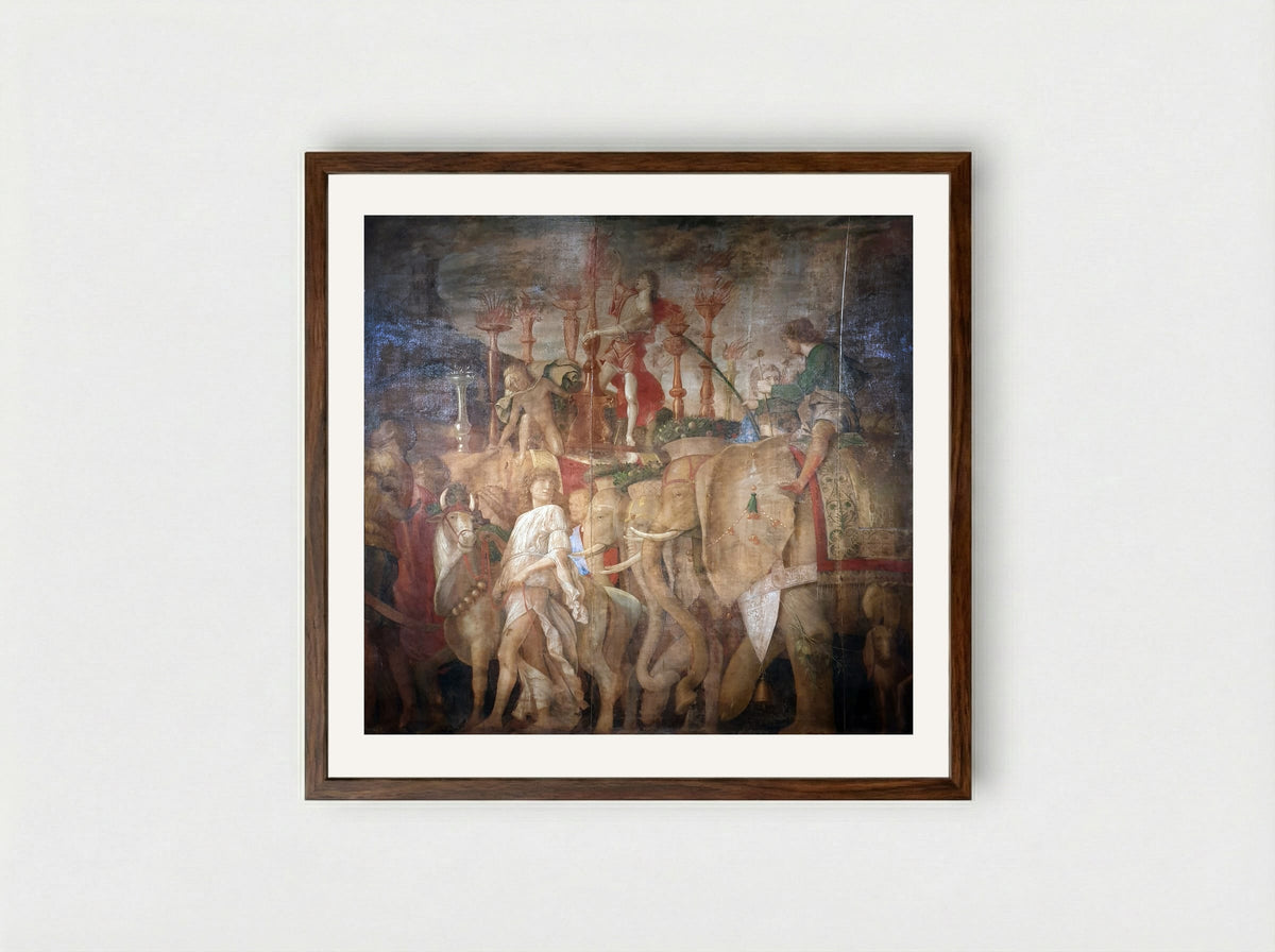 Triumph of Caesar: The Elephants - Andrea Mantegna - Framed Print Dark Wood
