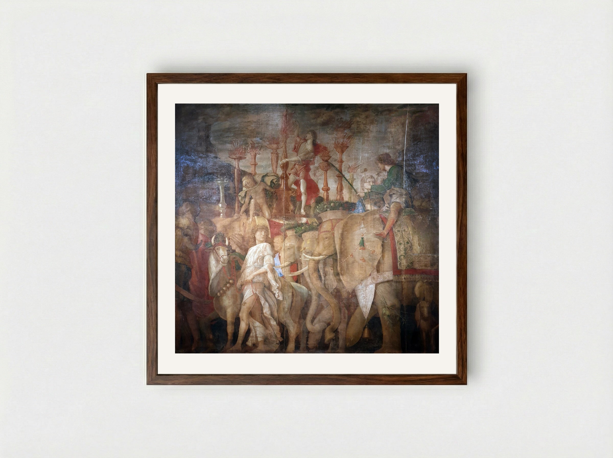 Triumph of Caesar: The Elephants - Andrea Mantegna - Framed Print Dark Wood