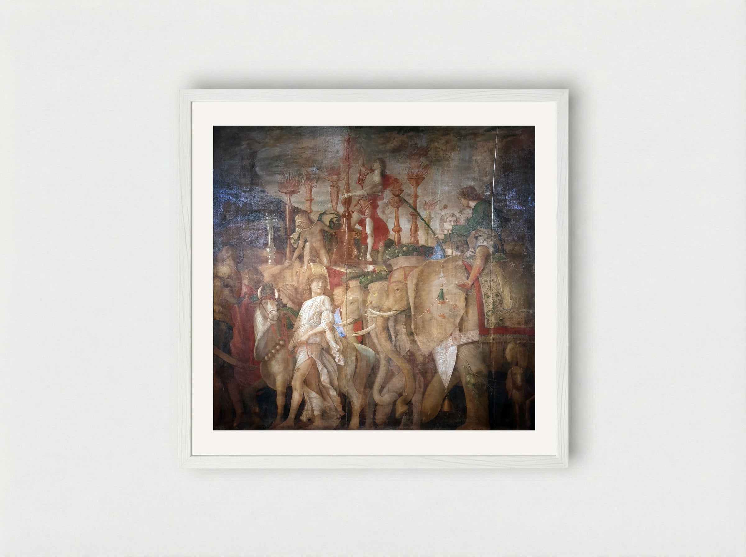 Triumph of Caesar: The Elephants - Andrea Mantegna - Framed Print White