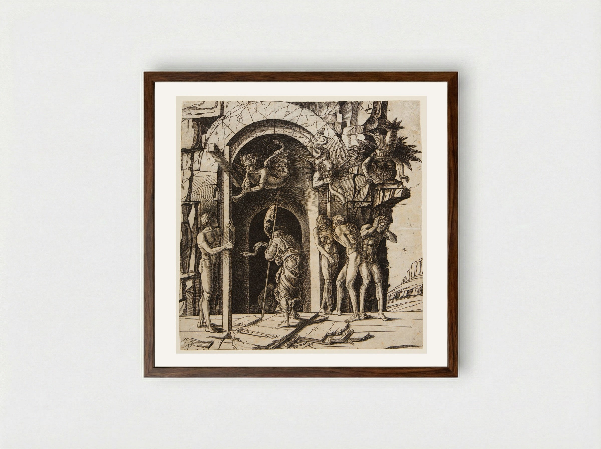 Christ Descending into Hell - Andrea Mantegna - Framed Print Dark Wood