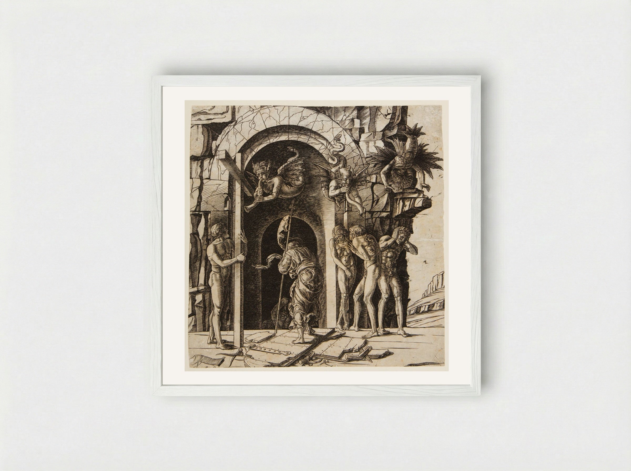Christ Descending into Hell - Andrea Mantegna - Framed Print White