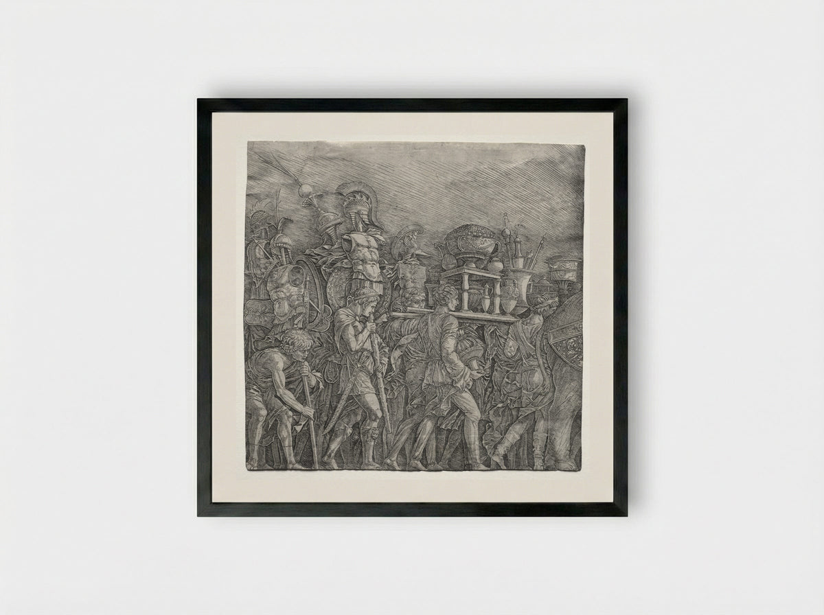 Triumph of Caesar: The Corselet Bearers - Andrea Mantegna - Framed Print Black