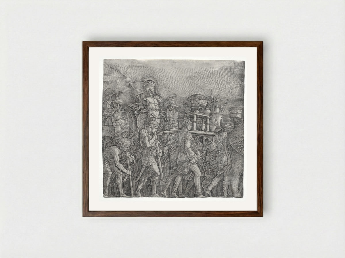 Triumph of Caesar: The Corselet Bearers - Andrea Mantegna - Framed Print Dark Wood