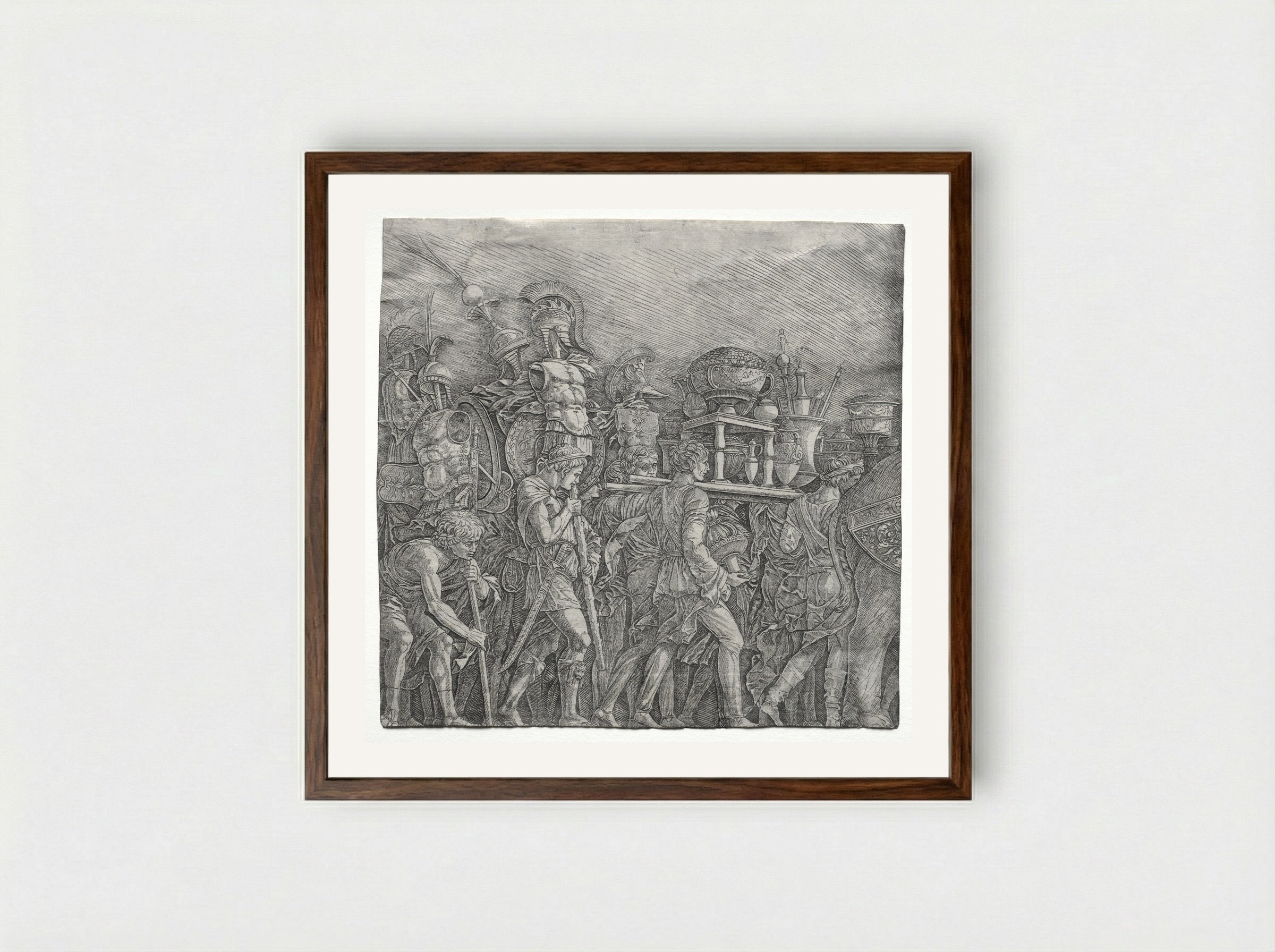 Triumph of Caesar: The Corselet Bearers - Andrea Mantegna - Framed Print Dark Wood
