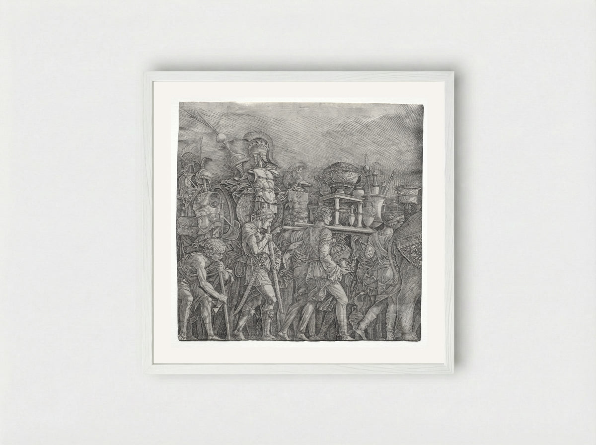 Triumph of Caesar: The Corselet Bearers - Andrea Mantegna - Framed Print White