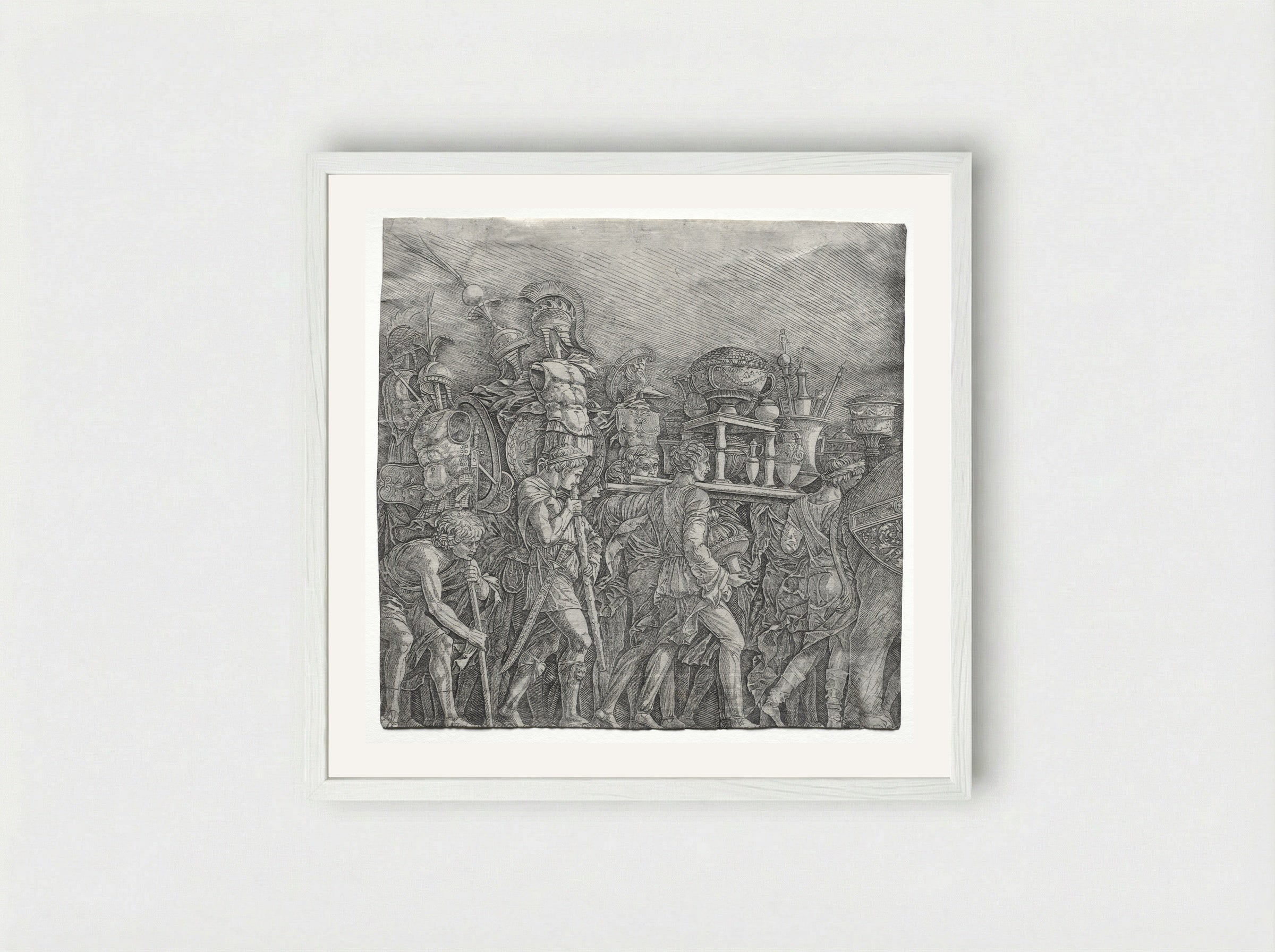 Triumph of Caesar: The Corselet Bearers - Andrea Mantegna - Framed Print White