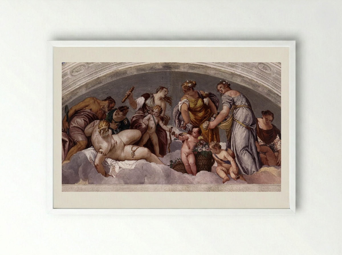 Venus and Vulcan - Paolo Veronese - Framed Print White