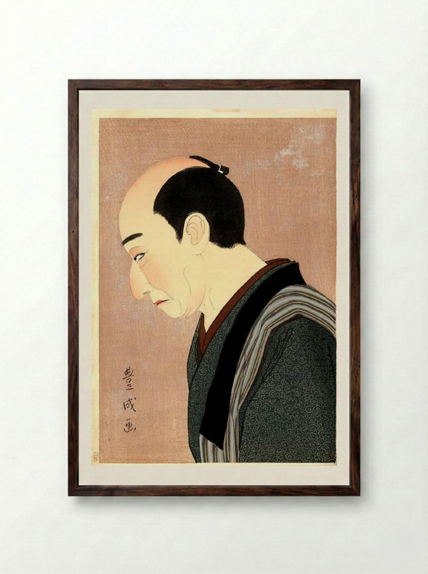 Kataoka Nizaemon XI as Kakiemon - Yamamura Toyonari - Framed Print Dark Wood