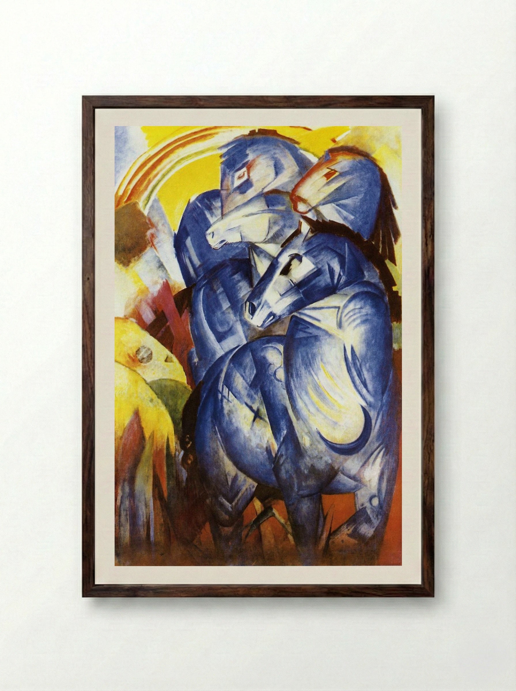 Blue Horses - Franz Marc - Framed Print Dark Wood