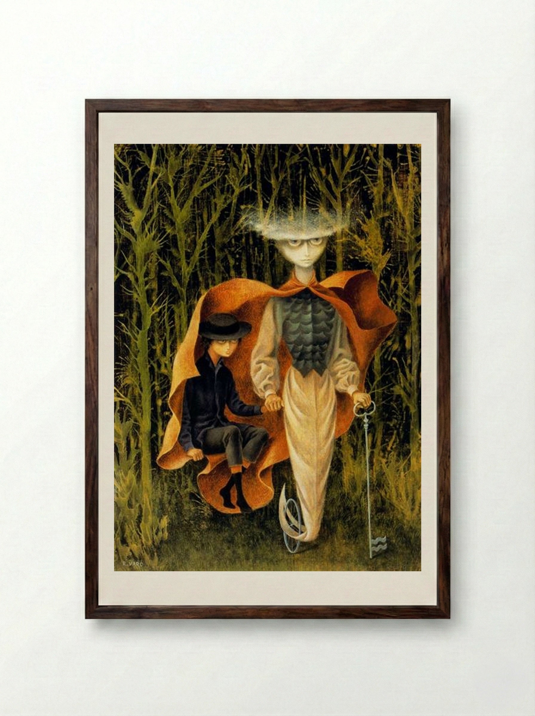 By Aquarium - Remedios Varo - Framed Print Dark Wood