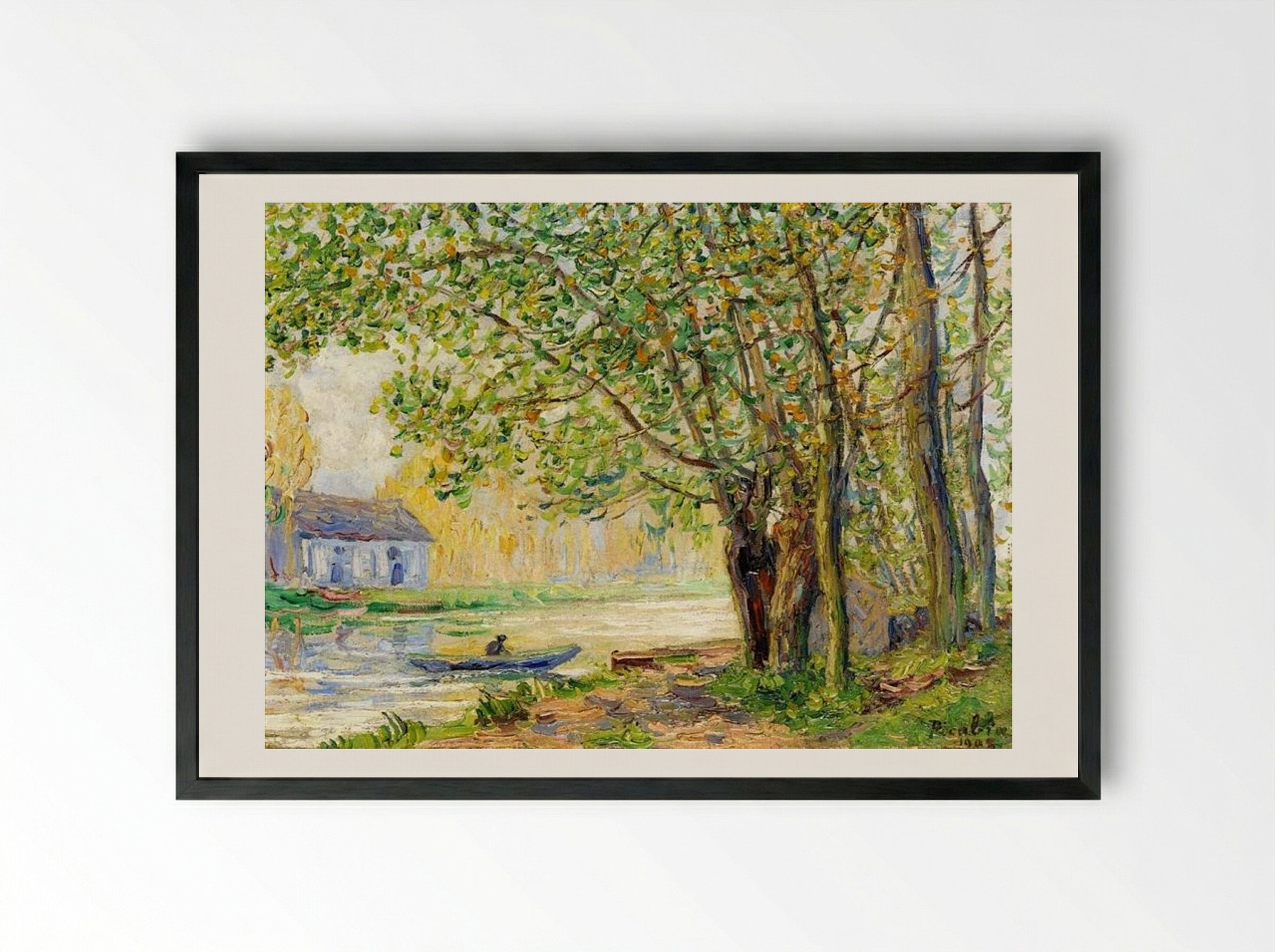 The Effect of Sun on the Banks of the Loing - Francis Picabia - Framed Print Black