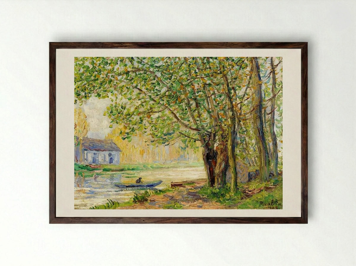 The Effect of Sun on the Banks of the Loing - Francis Picabia - Framed Print Dark Wood