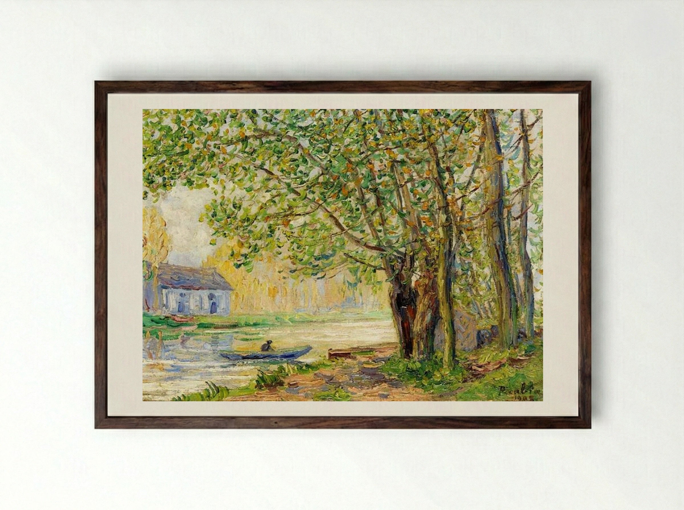 The Effect of Sun on the Banks of the Loing - Francis Picabia - Framed Print Dark Wood