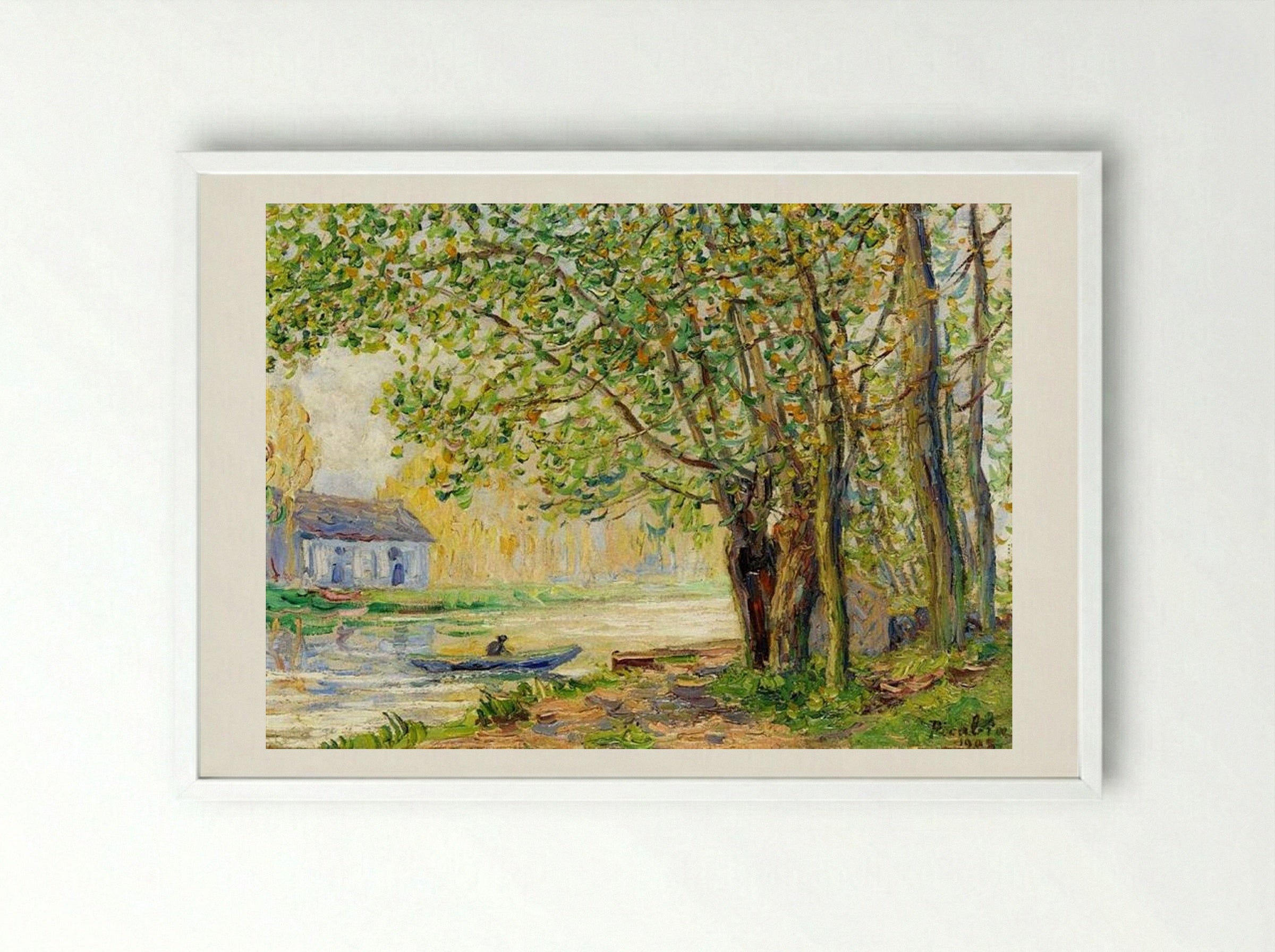 The Effect of Sun on the Banks of the Loing - Francis Picabia - Framed Print White