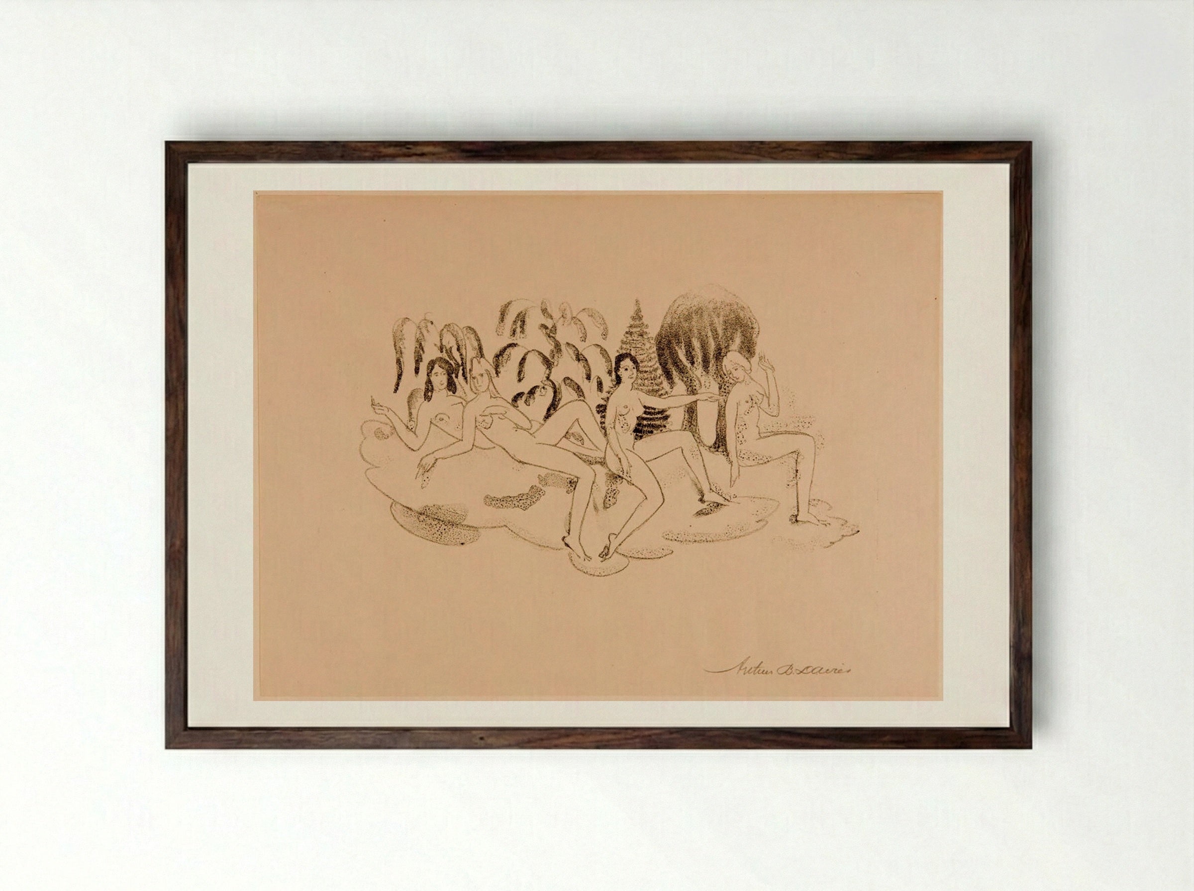 Hamadryads - Arthur Bowen Davies - Framed Print Dark Wood