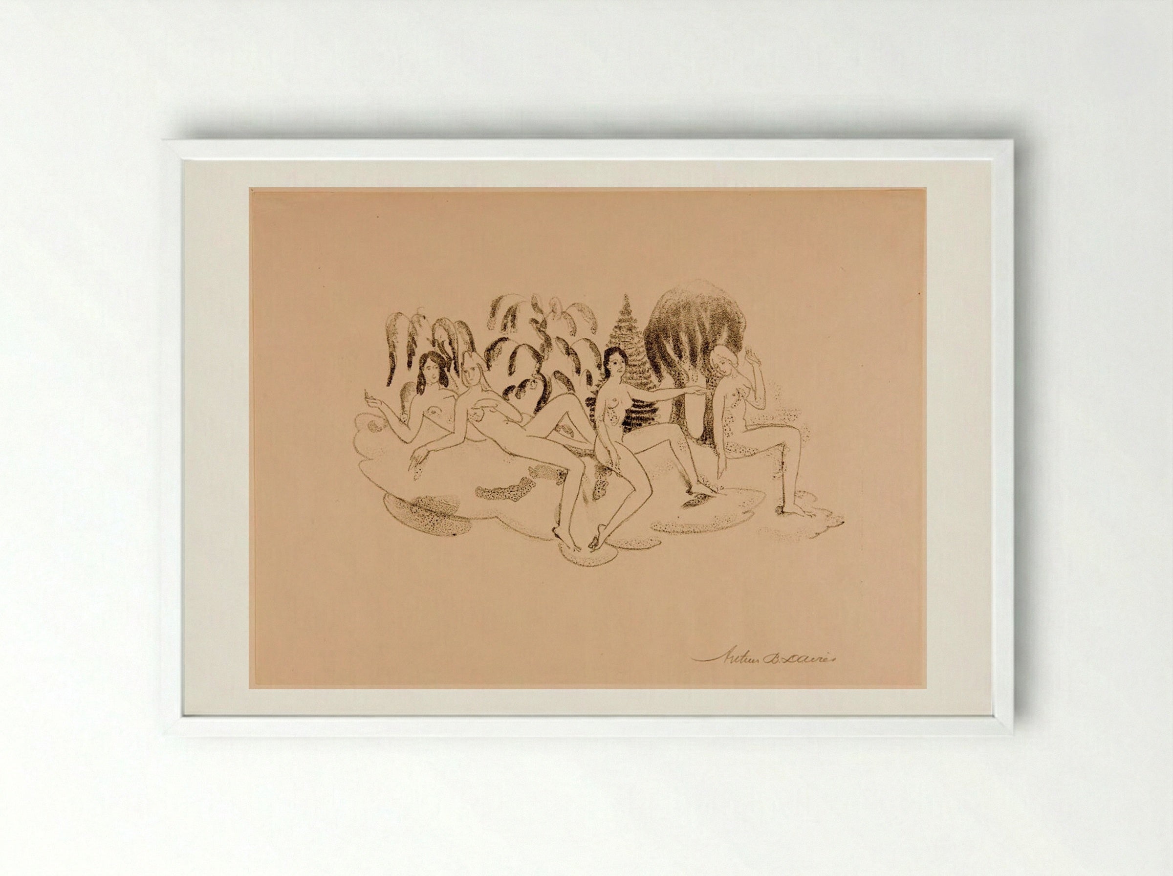 Hamadryads - Arthur Bowen Davies - Framed Print White