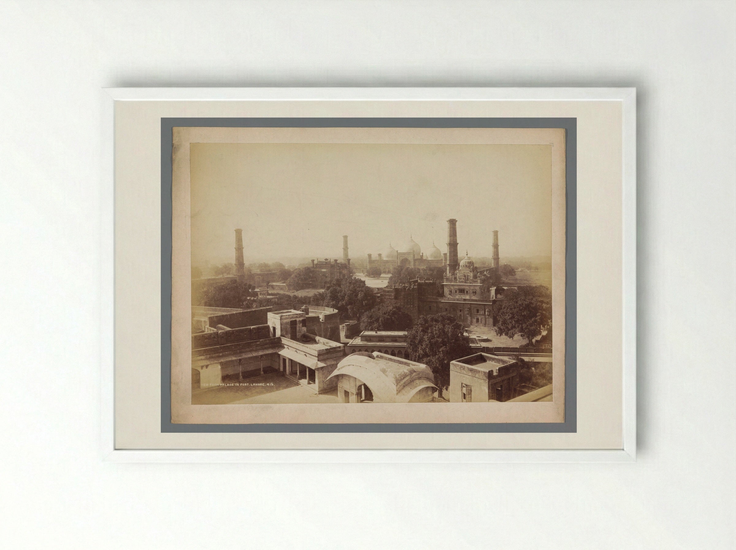 View from Palace in Fort Lahore - Samuel Bourne - Framed Print White