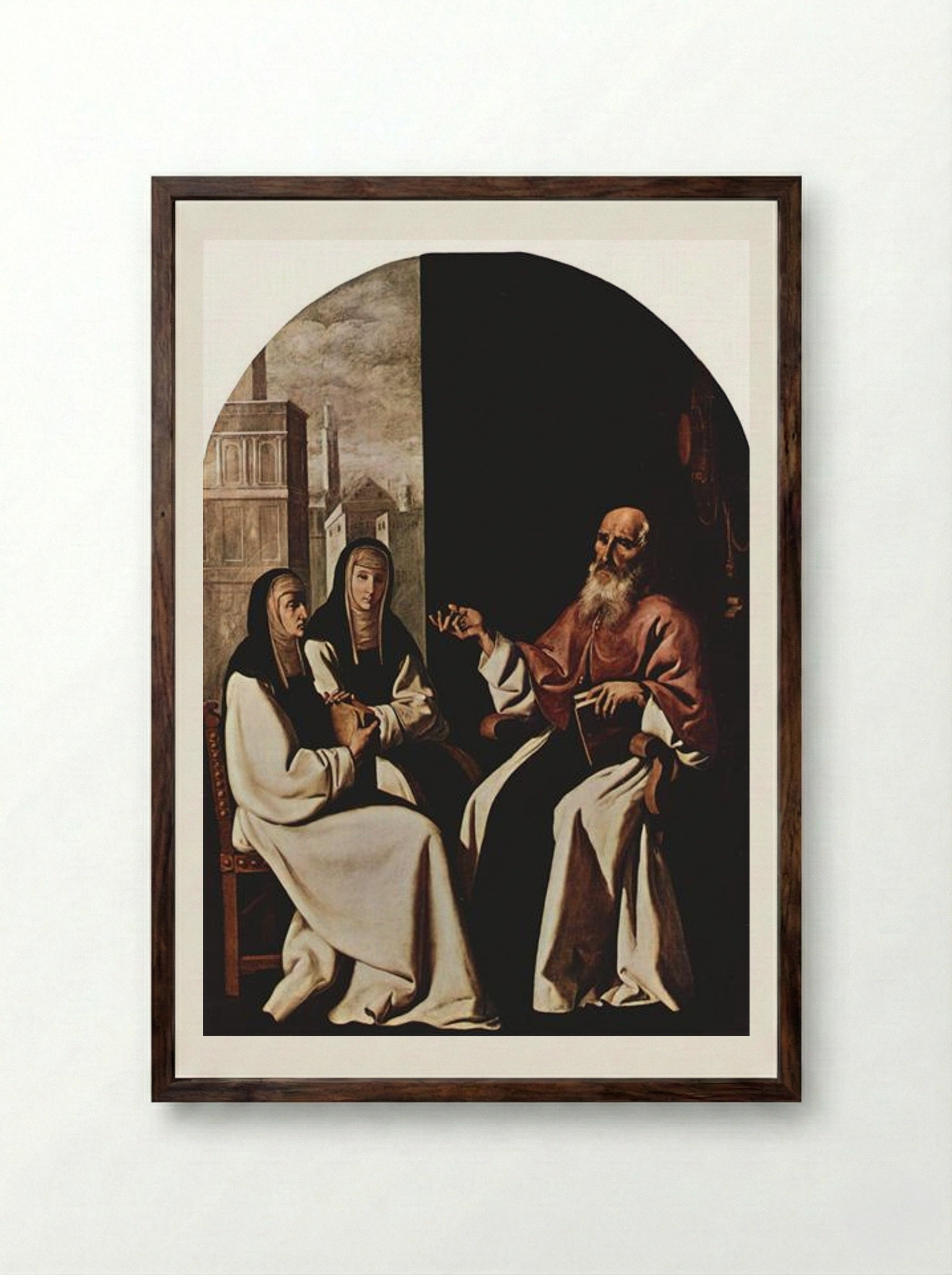 St. Jerome with St. Paula and St. Eustochium - Francisco de Zurbarán - Framed Print Dark Wood