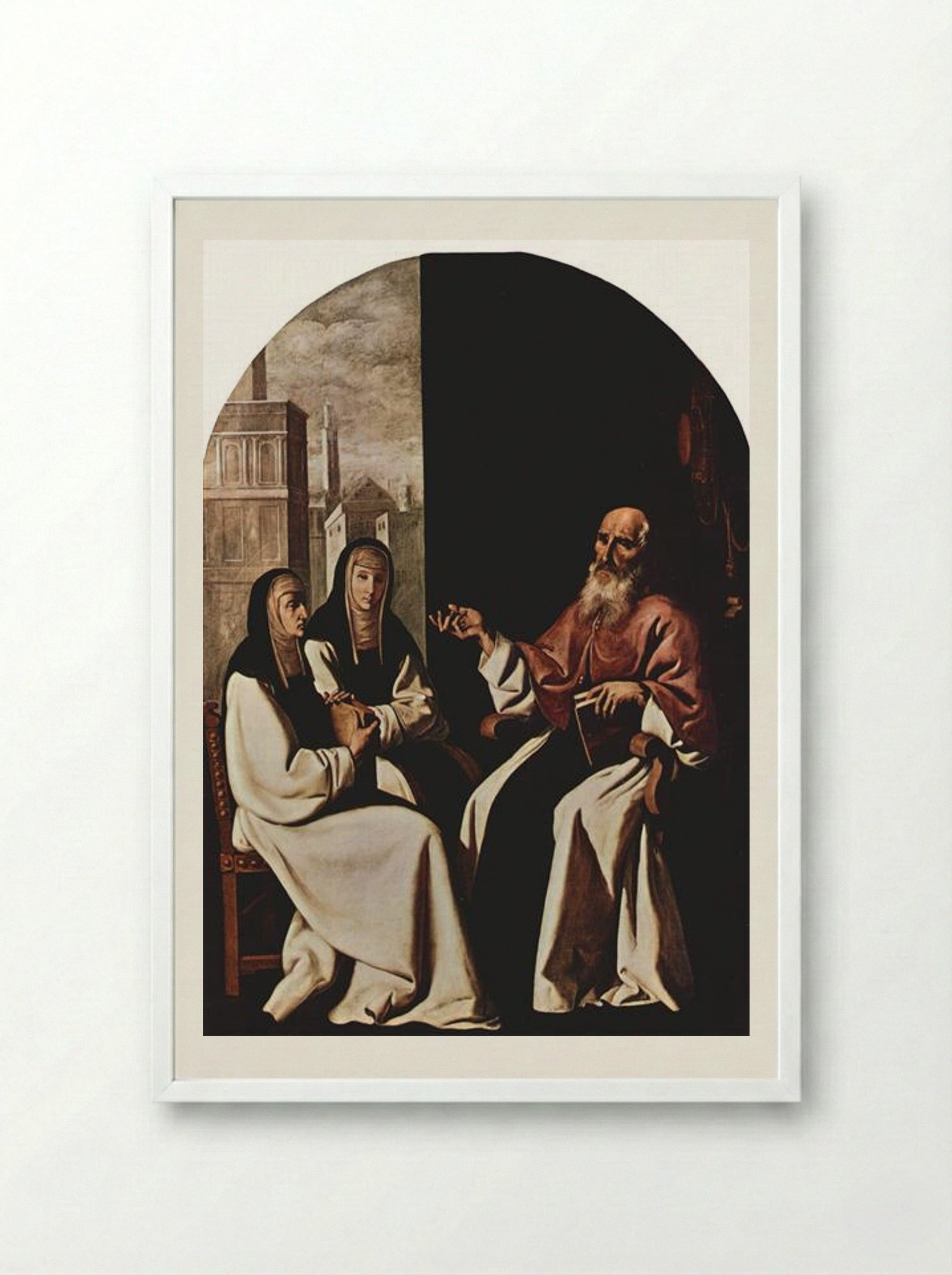 St. Jerome with St. Paula and St. Eustochium - Francisco de Zurbarán - Framed Print White