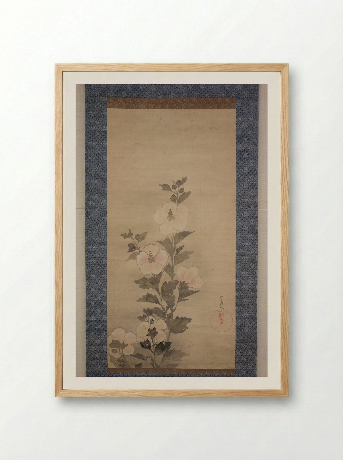 White Hollyhocks - Tawaraya Sōtatsu - Framed Print Wood