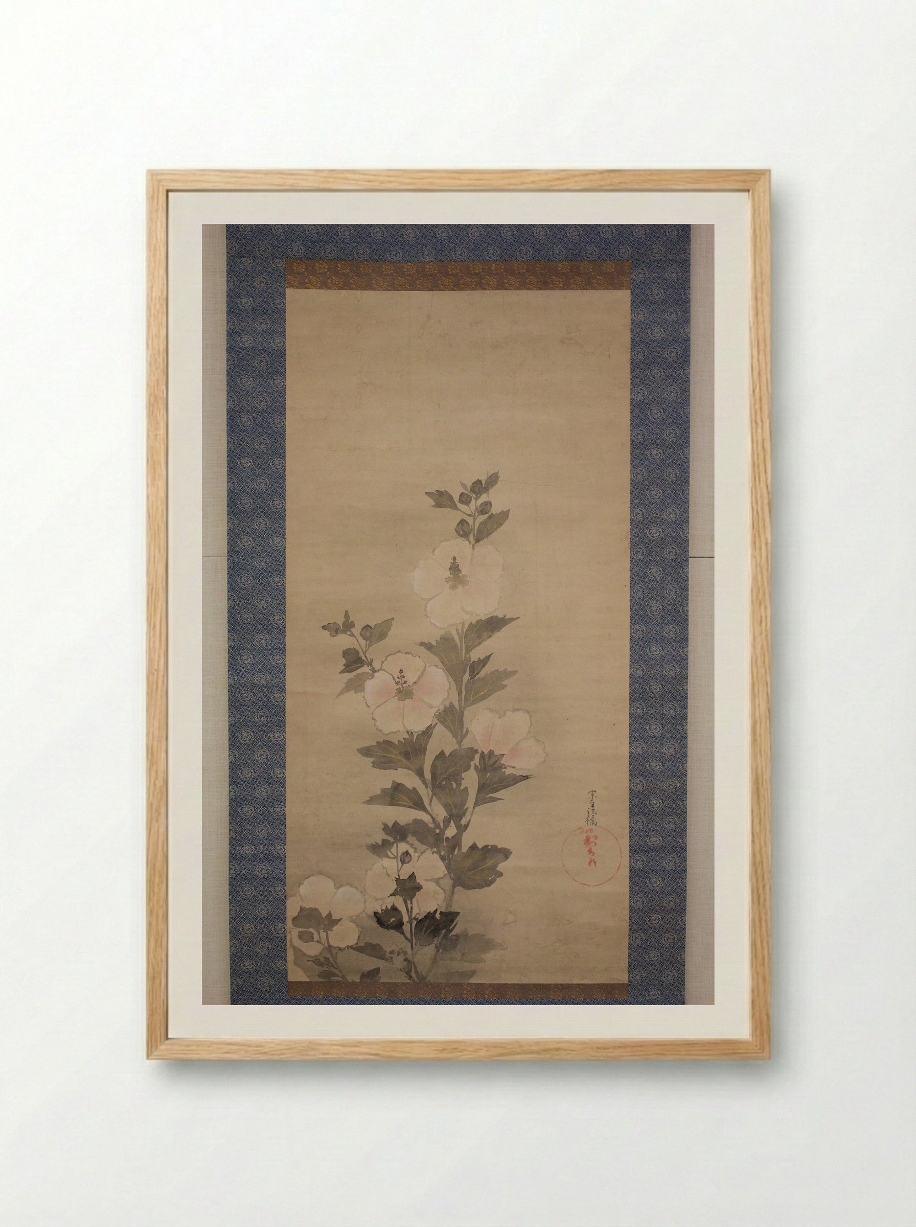 White Hollyhocks - Tawaraya Sōtatsu - Framed Print Wood