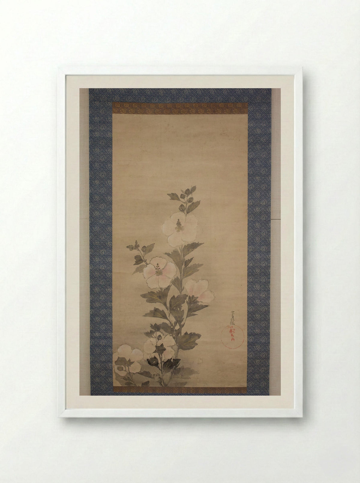 White Hollyhocks - Tawaraya Sōtatsu - Framed Print White