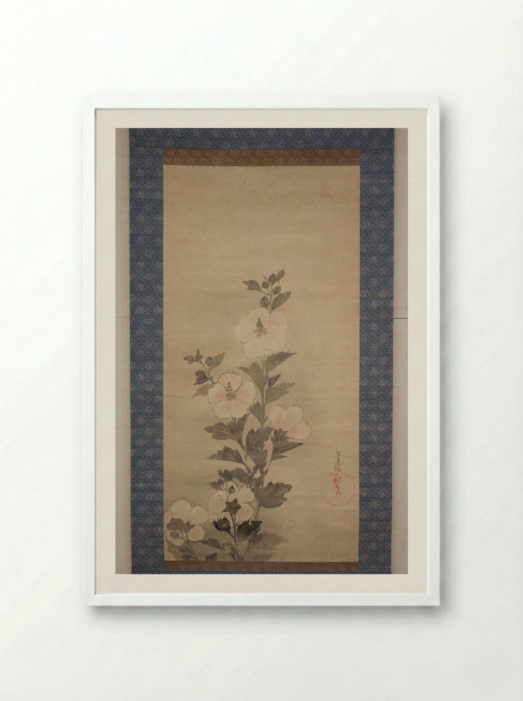 White Hollyhocks - Tawaraya Sōtatsu - Framed Print White