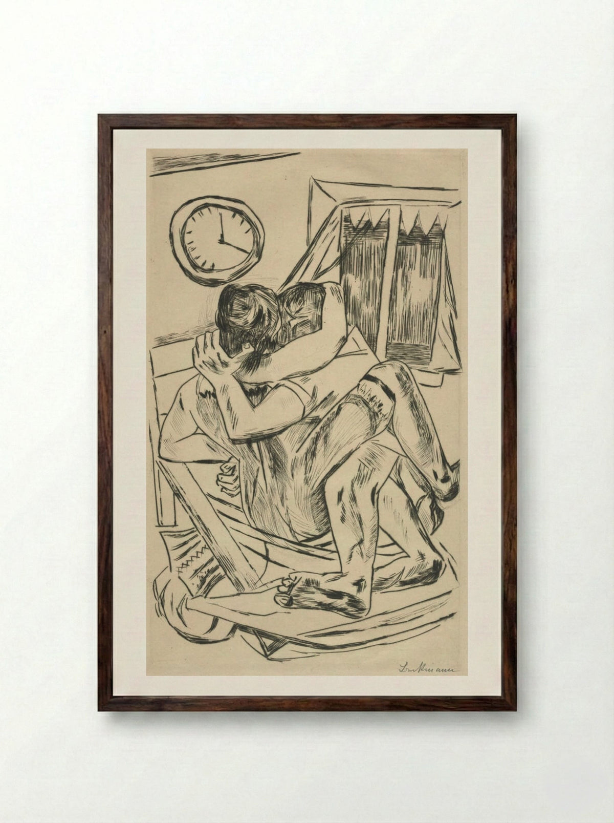 The Embrace - Max Beckmann - Framed Print Dark Wood