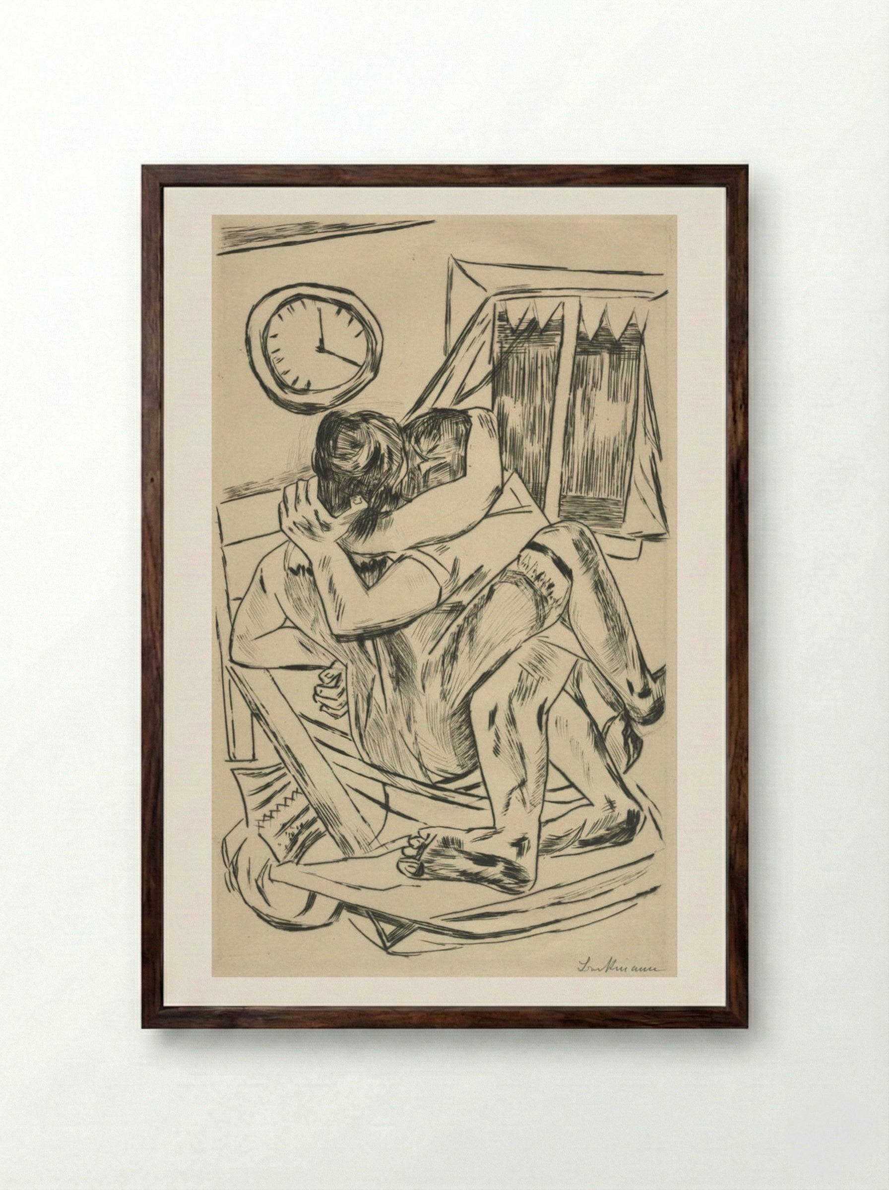The Embrace - Max Beckmann - Framed Print Dark Wood