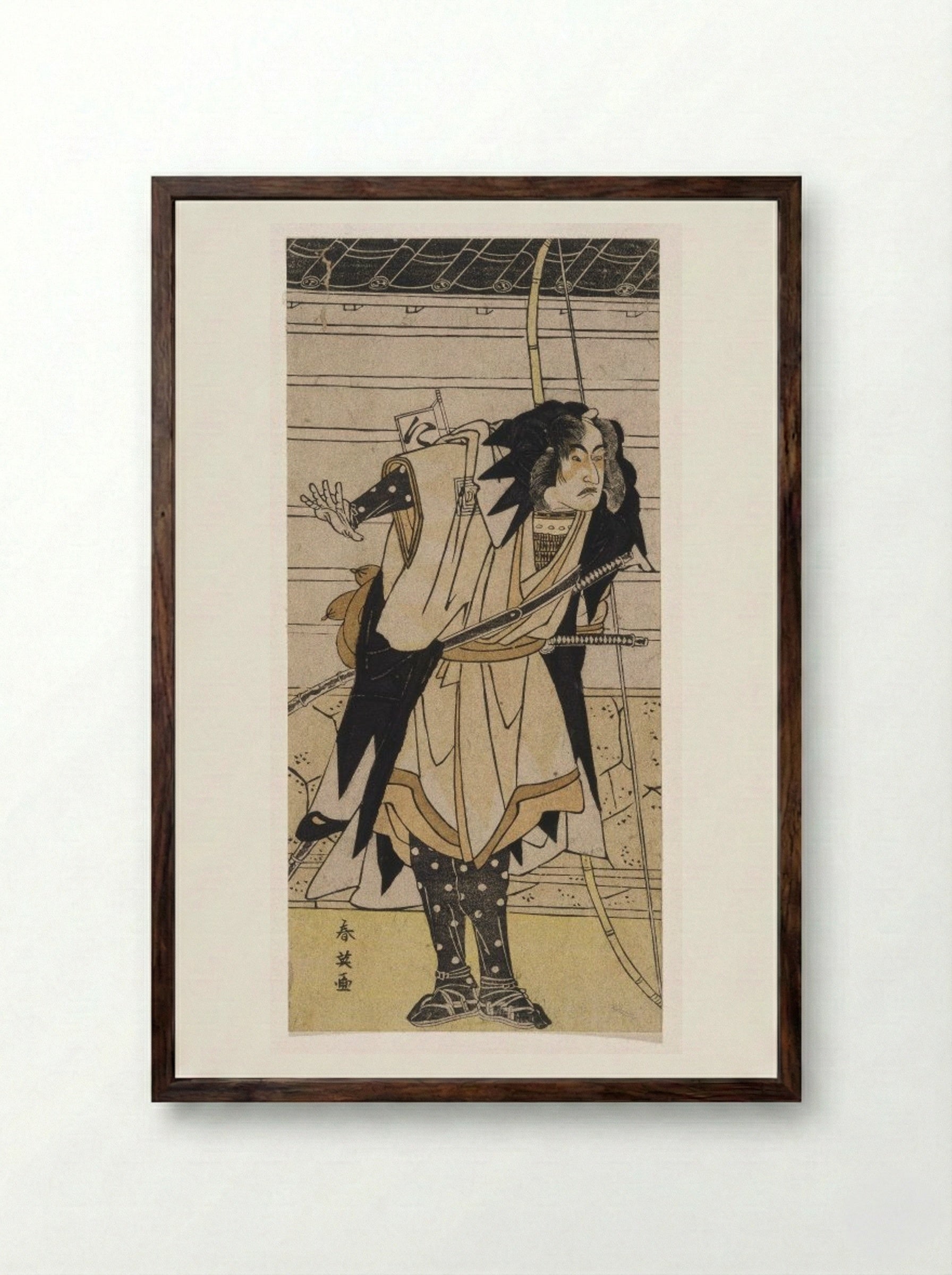 The Actor Ichikawa Danzō IV in the Role of Ono Sadakurō - Katsukawa Shun'ei - Framed Print Dark Wood