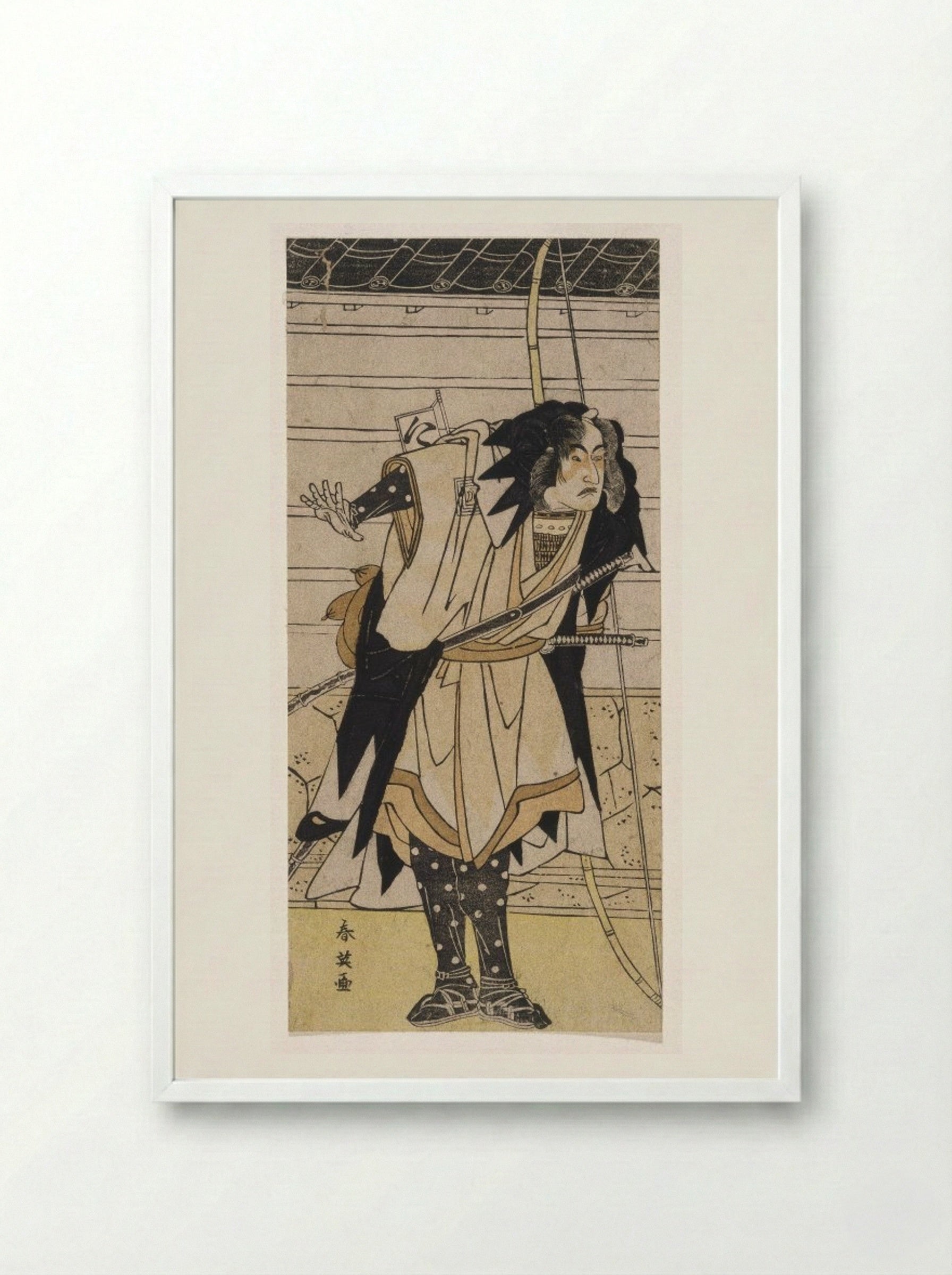 The Actor Ichikawa Danzō IV in the Role of Ono Sadakurō - Katsukawa Shun'ei - Framed Print White