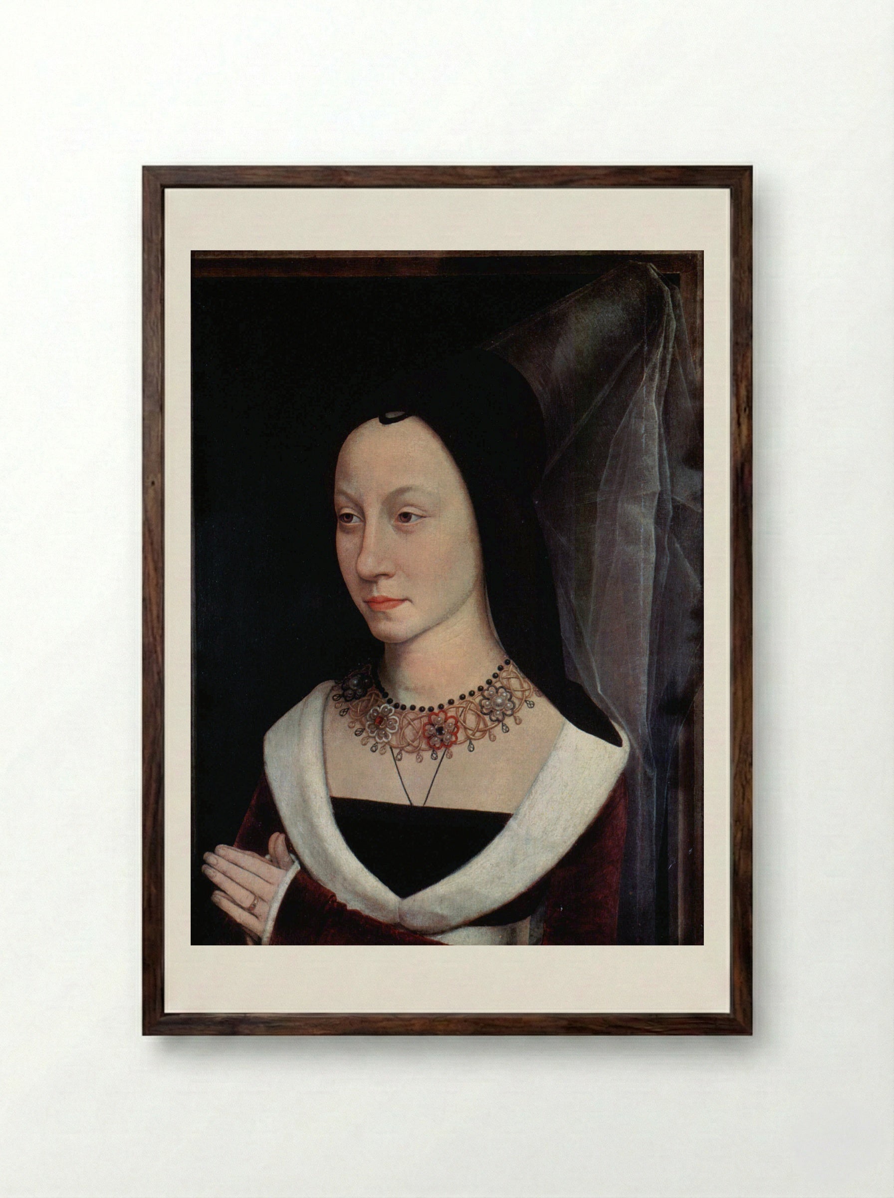 Portrait of Maria Portinari - Hans Memling - Framed Print Dark Wood