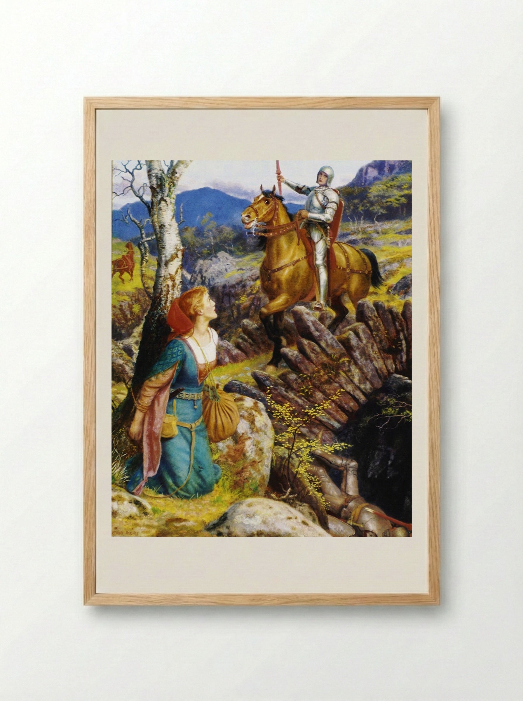 The Overthrowing of the Rusty Knight - Arthur Hughes - Framed Print Wood