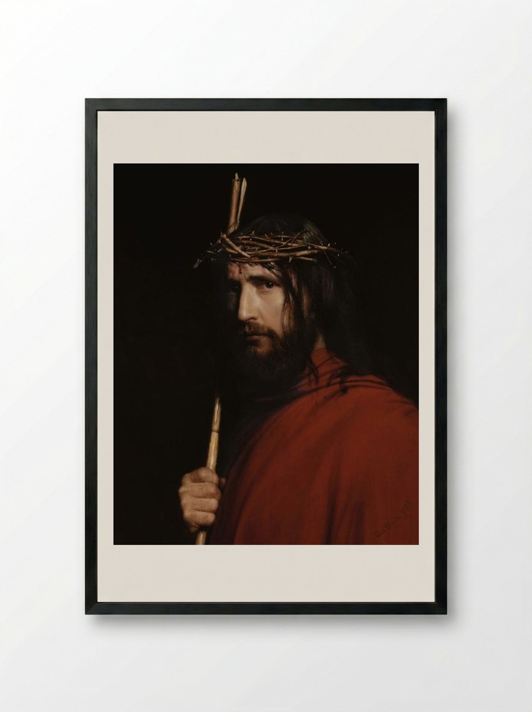 Christ with Thorns - Carl Bloch - Framed Print Black