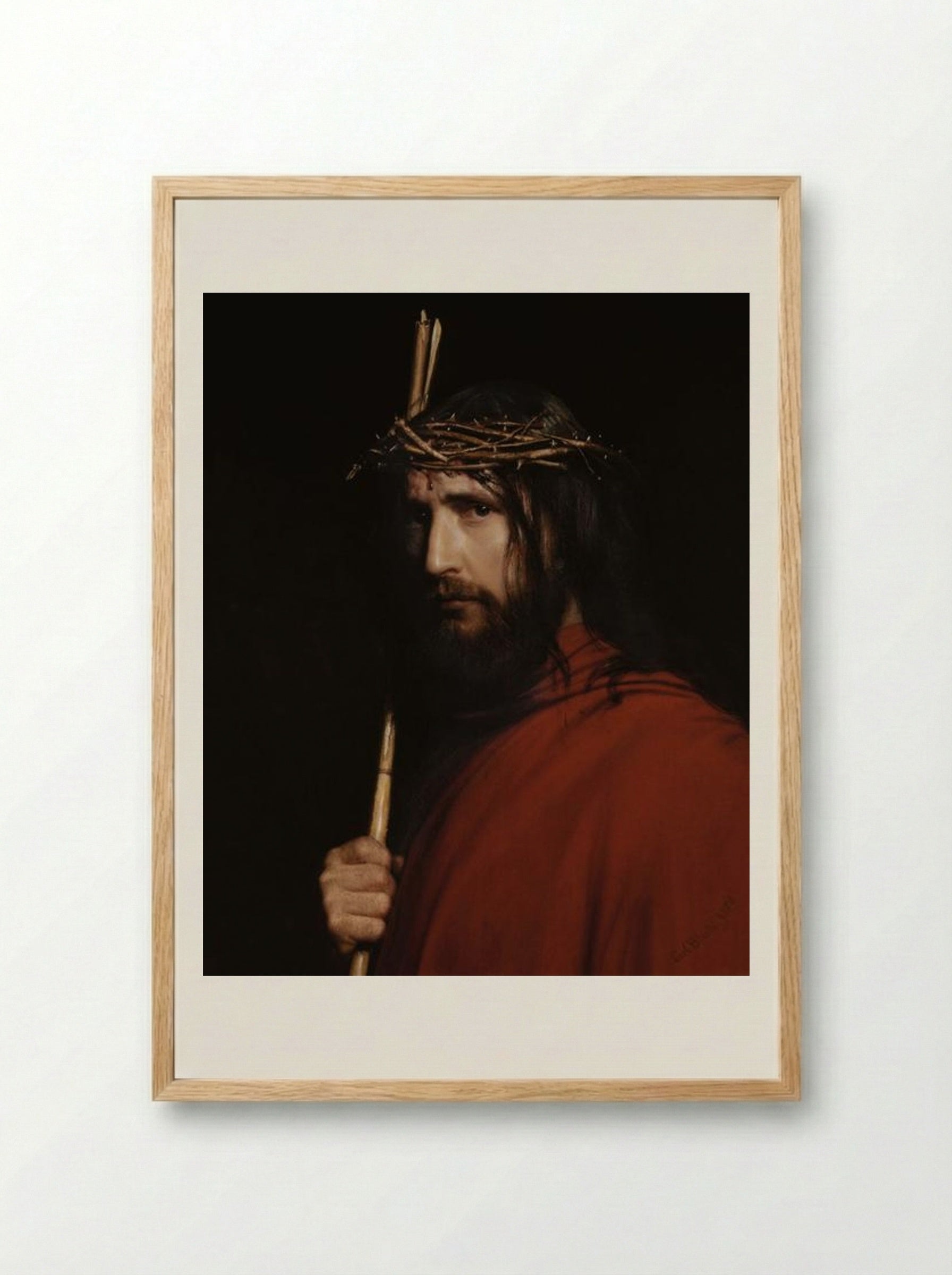 Christ with Thorns - Carl Bloch - Framed Print Wood