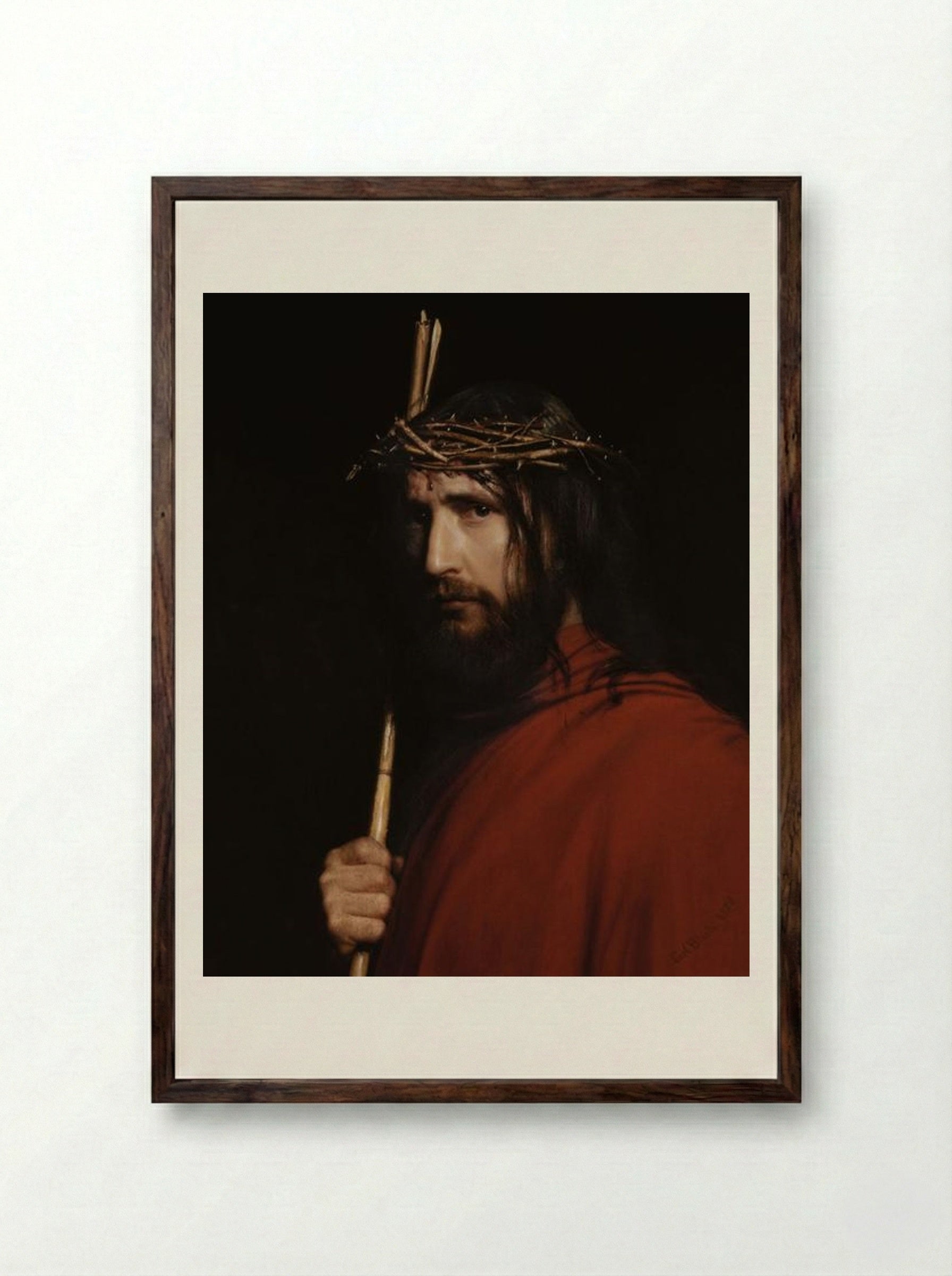 Christ with Thorns - Carl Bloch - Framed Print Dark Wood