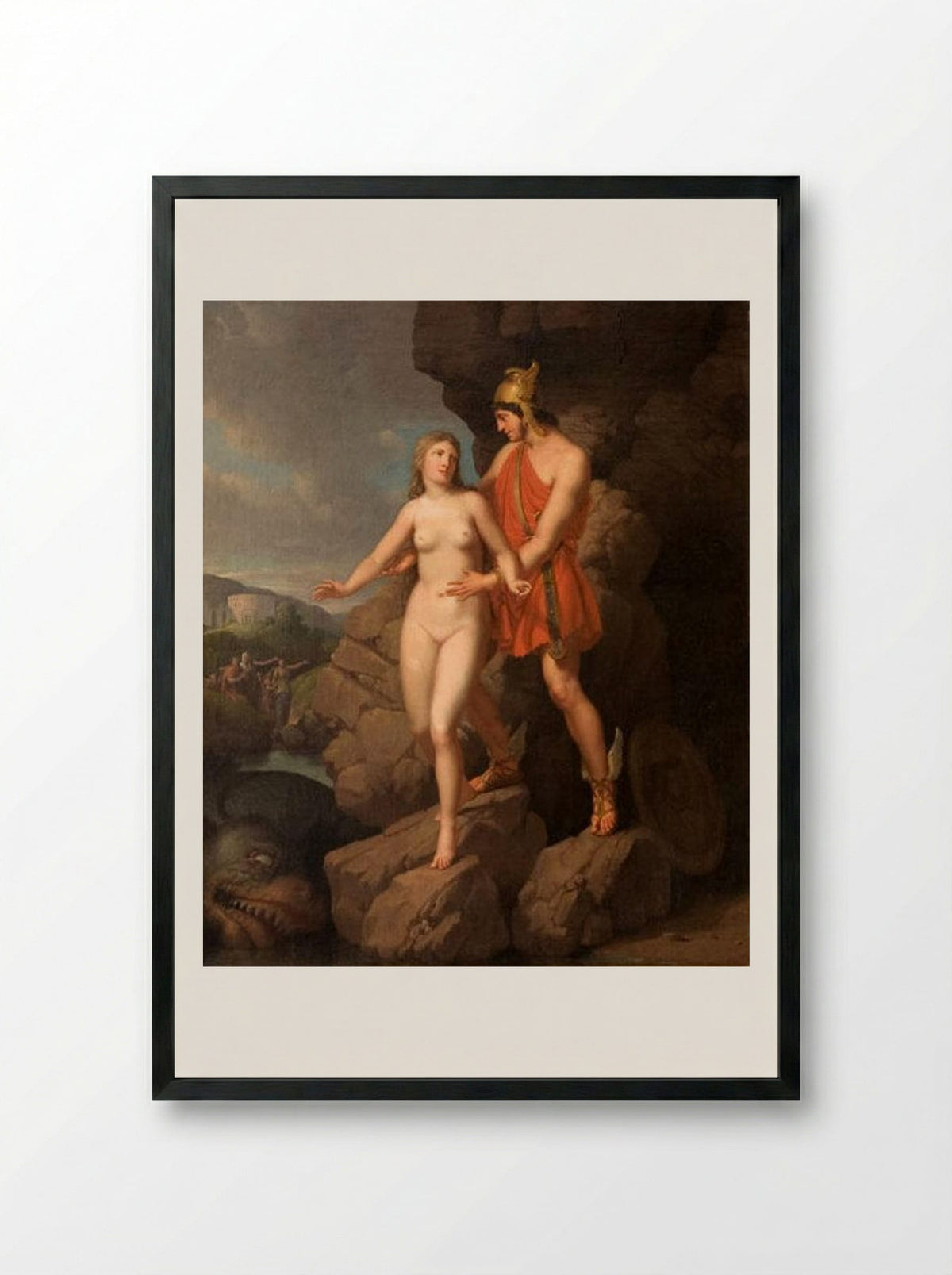 Perseus Delivering Andromeda - Christoffer Wilhelm Eckersberg - Framed Print Black
