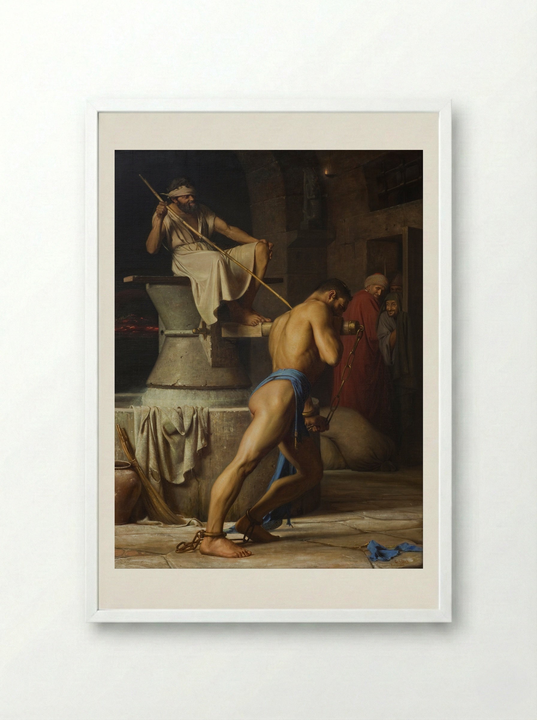 Samson in the Mill - Carl Bloch - Framed Print White
