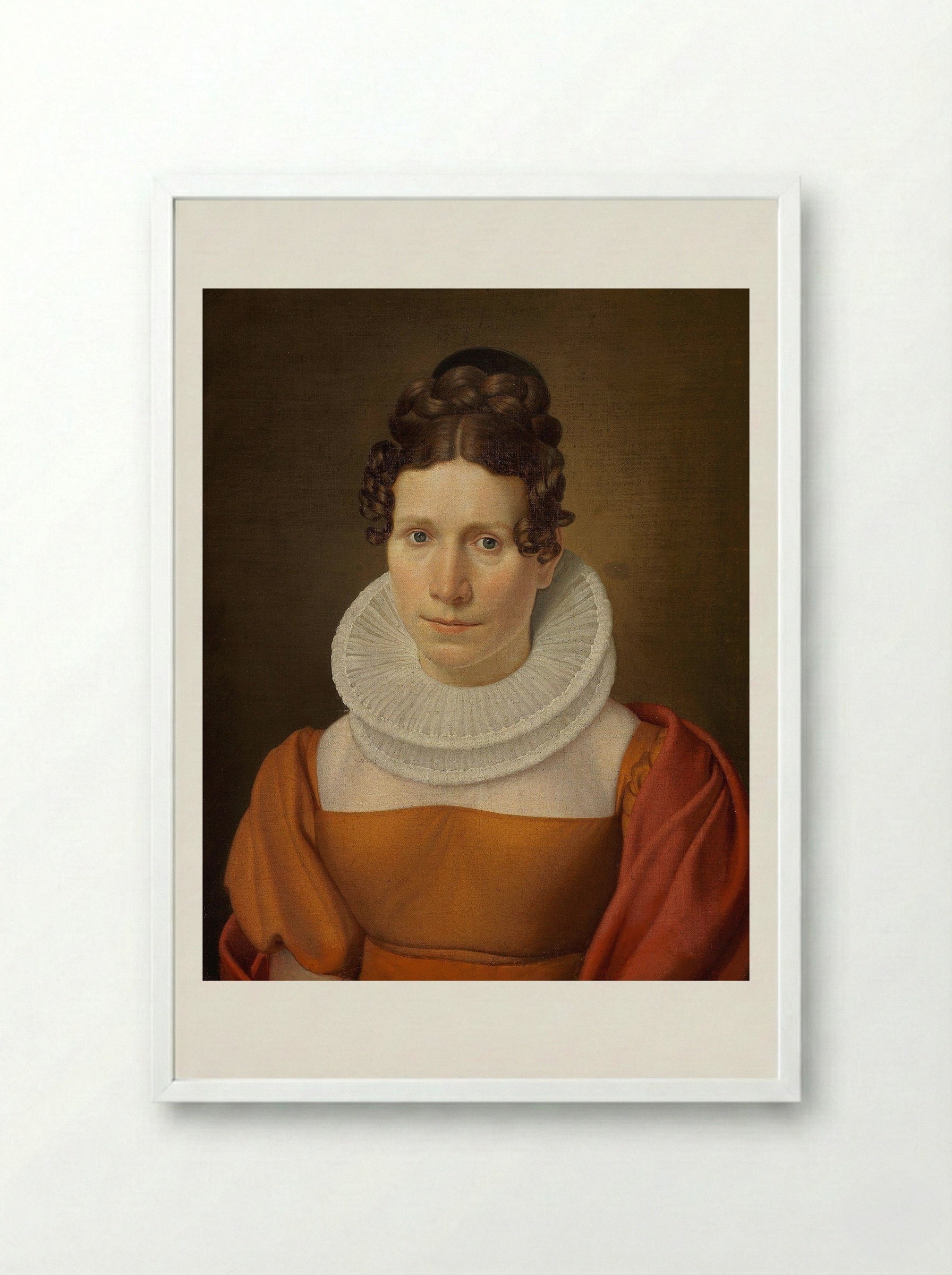 Portrait of Faktor Fjellerups Kone - Christoffer Wilhelm Eckersberg - Framed Print White