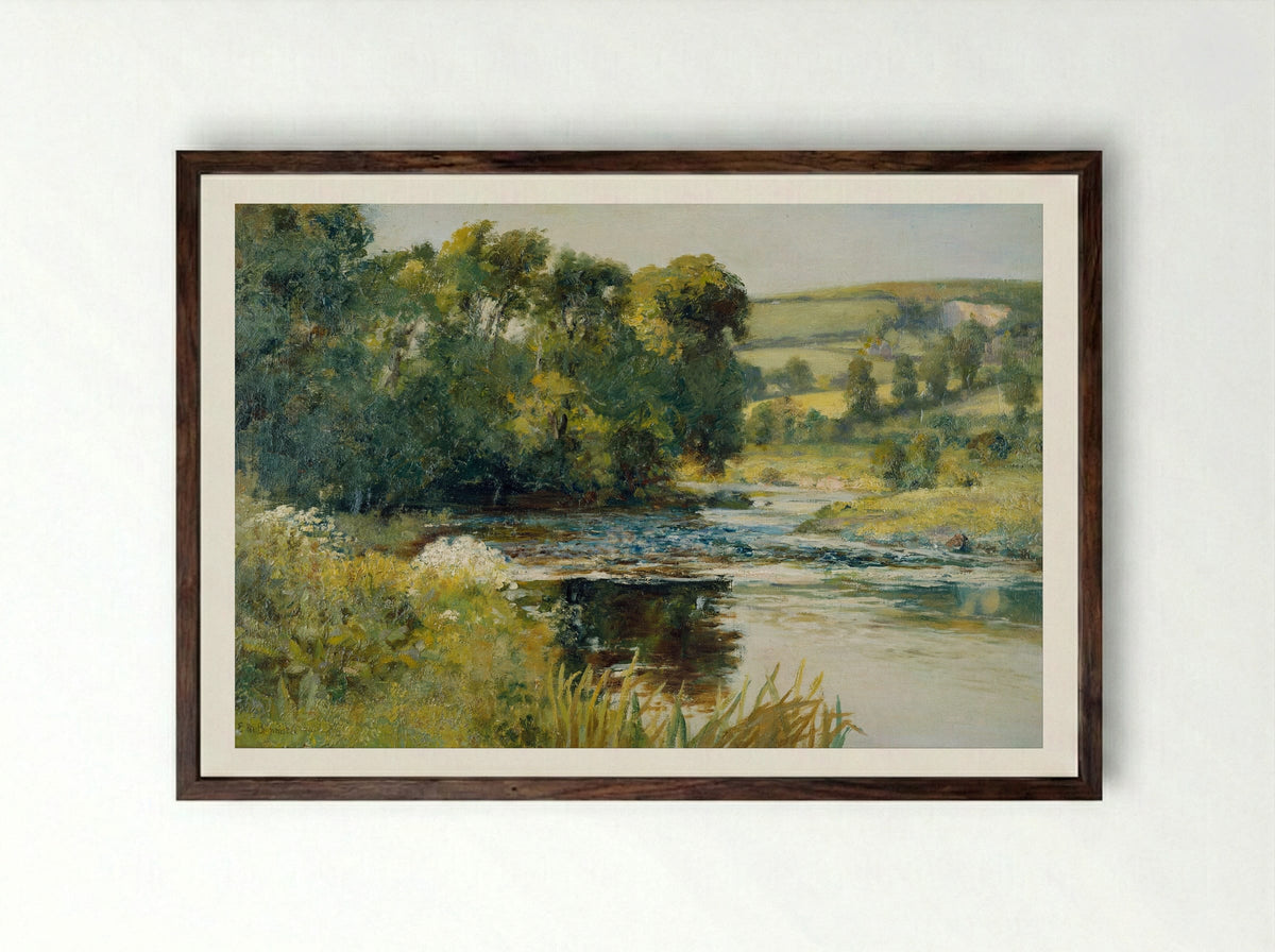 Streamside - Edward Mitchell Bannister - Framed Print Dark Wood
