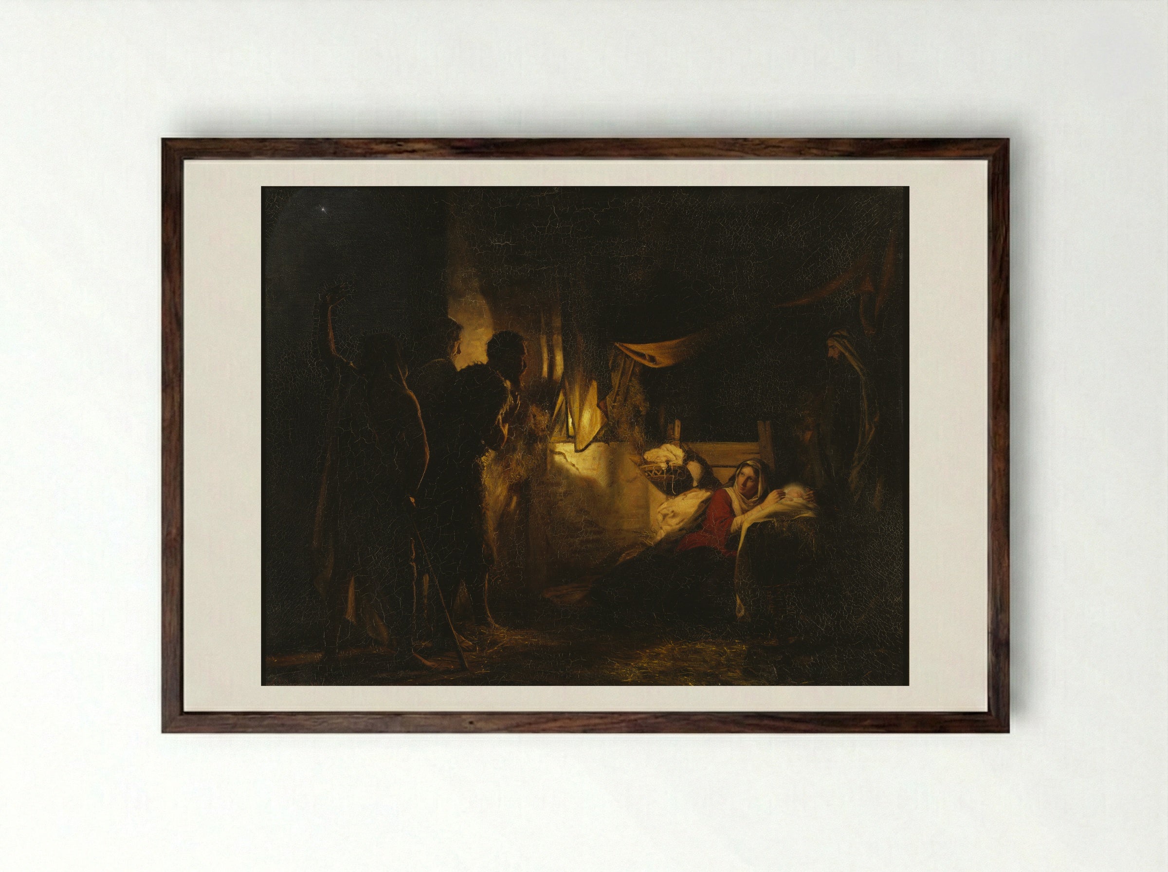 The Nativity - Carl Bloch - Framed Print Dark Wood