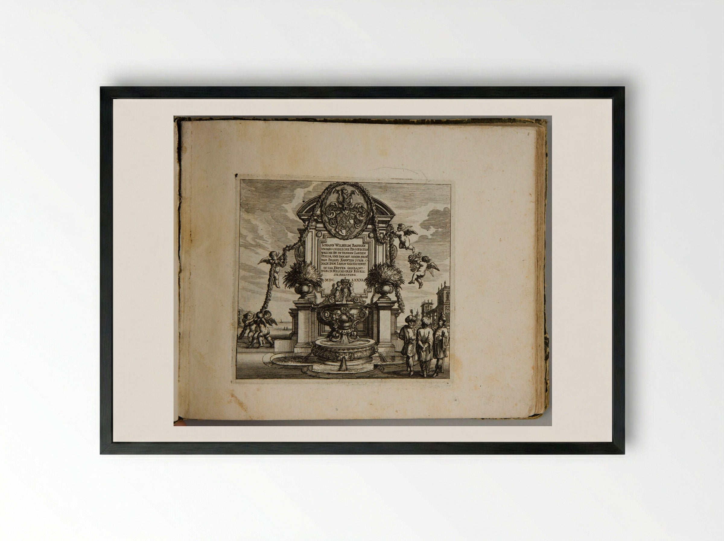 Title Page from Album of Views after Johann Wilhelm Baur - Melchior Küsel - Framed Print Black