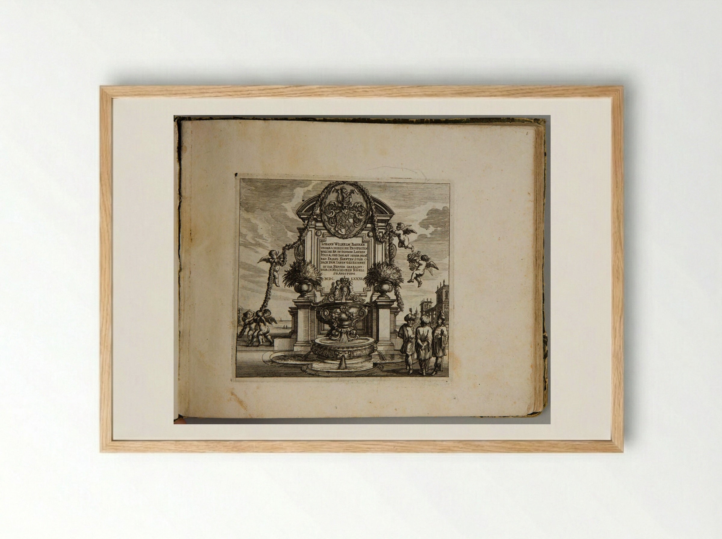 Title Page from Album of Views after Johann Wilhelm Baur - Melchior Küsel - Framed Print Wood