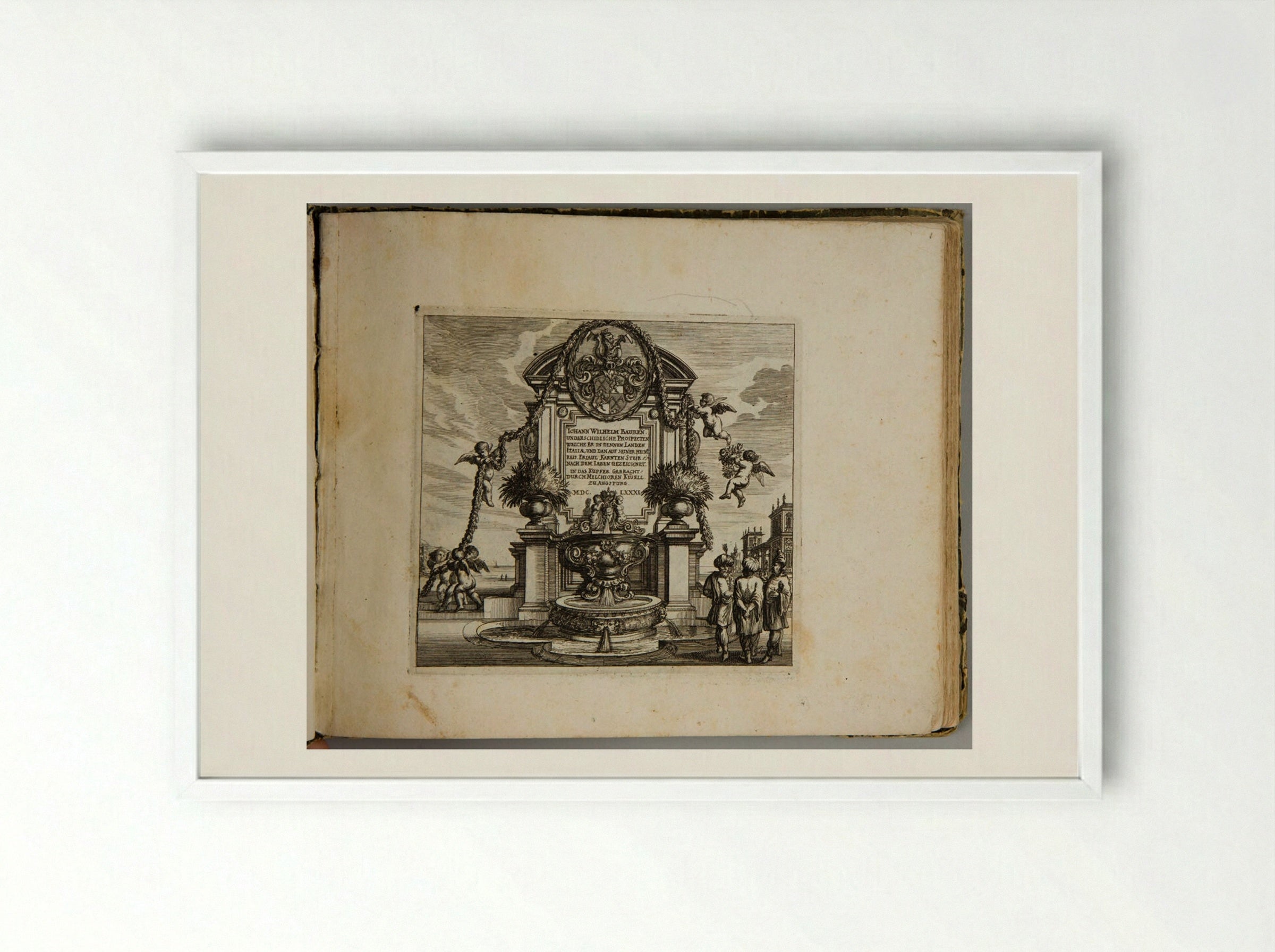 Title Page from Album of Views after Johann Wilhelm Baur - Melchior Küsel - Framed Print White